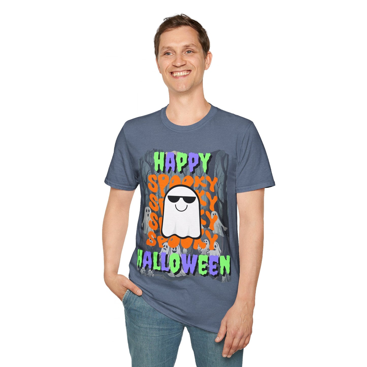 Spooky Happy Halloween Ghost MXfont Unisex T-Shirt by cypherpunkgear – cypherpunkgear.com | Cypherpunk Merch