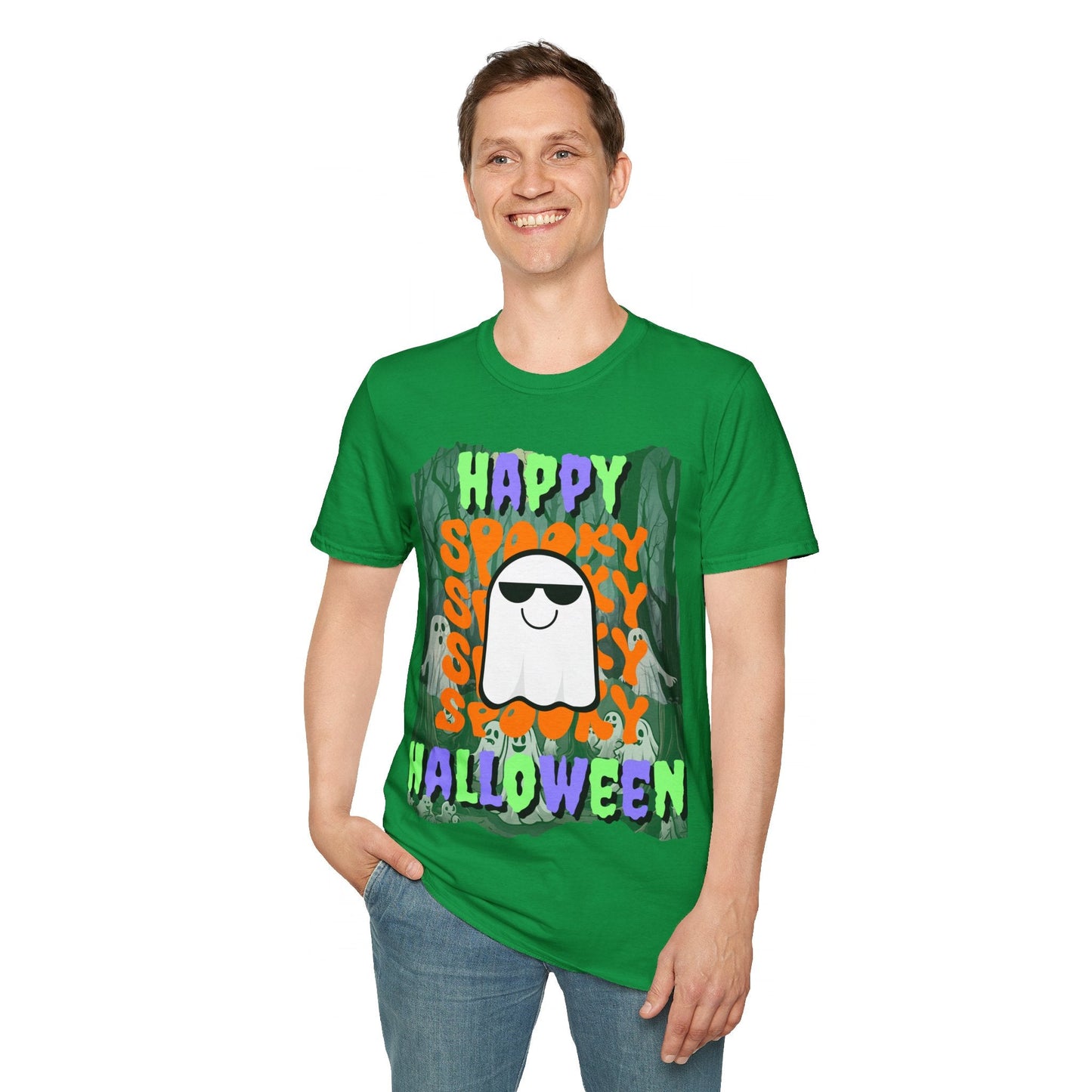 Spooky Happy Halloween Ghost MXfont Unisex T-Shirt by cypherpunkgear – cypherpunkgear.com | Cypherpunk Merch