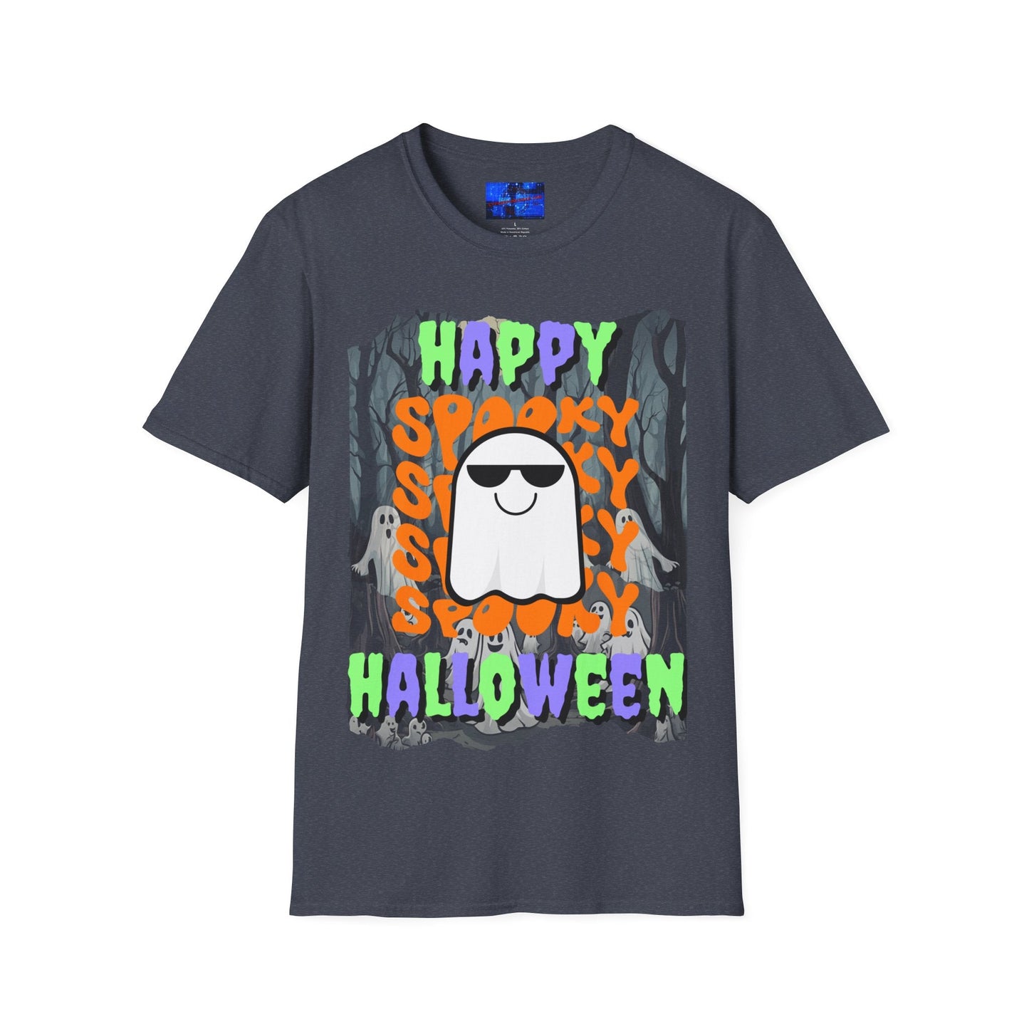 Spooky Happy Halloween Ghost MXfont Unisex T-Shirt by cypherpunkgear – cypherpunkgear.com | Cypherpunk Merch