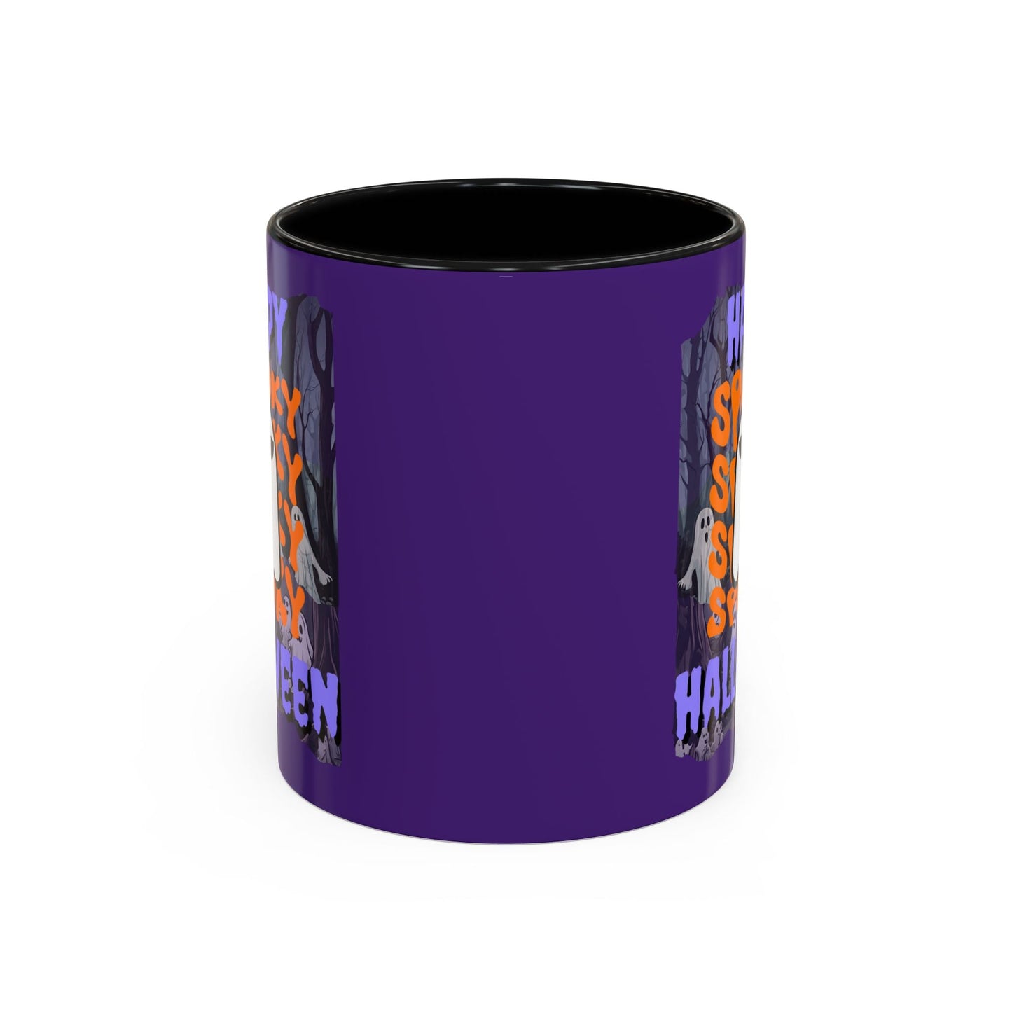 Spooky Happy Halloween Ghost PRfont Accent Mug by cypherpunkgear – cypherpunkgear.com | Cypherpunk Merch