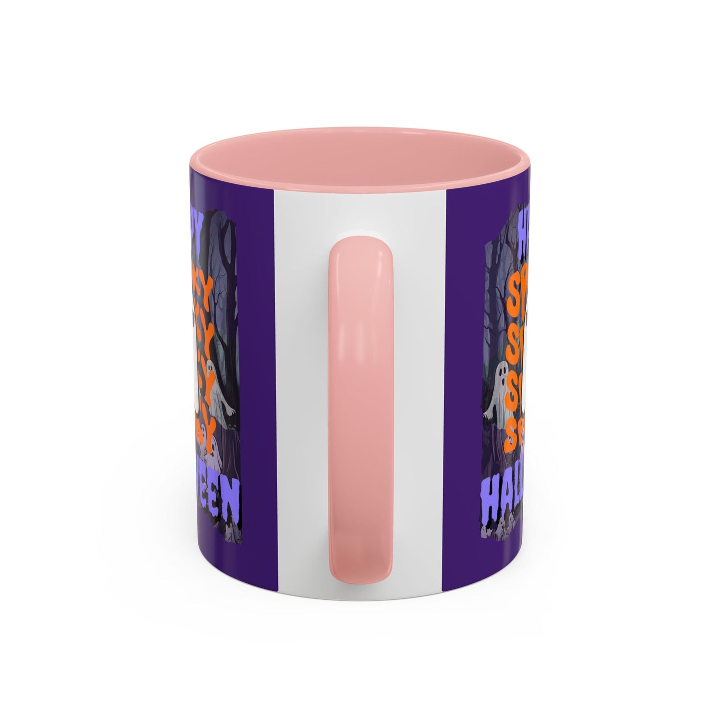Spooky Happy Halloween Ghost PRfont Accent Mug by cypherpunkgear – cypherpunkgear.com | Cypherpunk Merch