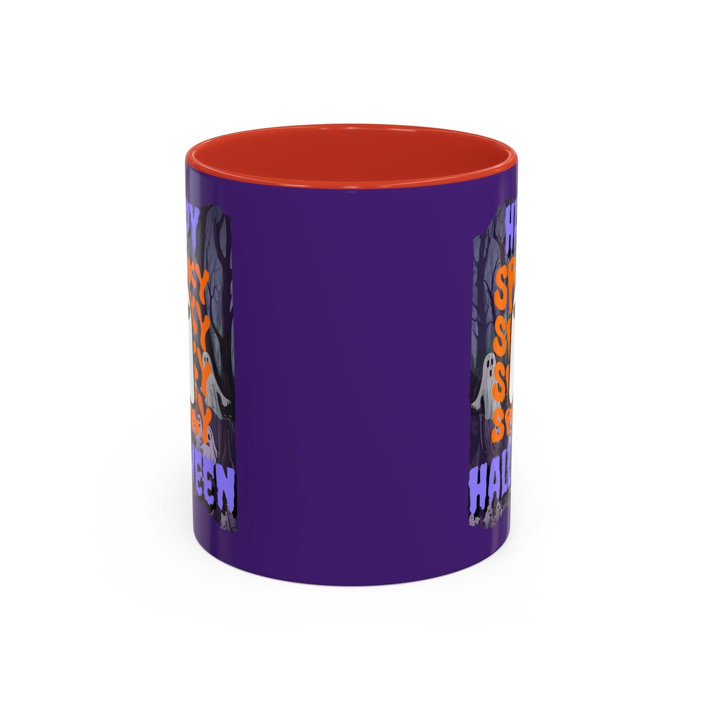 Spooky Happy Halloween Ghost PRfont Accent Mug by cypherpunkgear – cypherpunkgear.com | Cypherpunk Merch