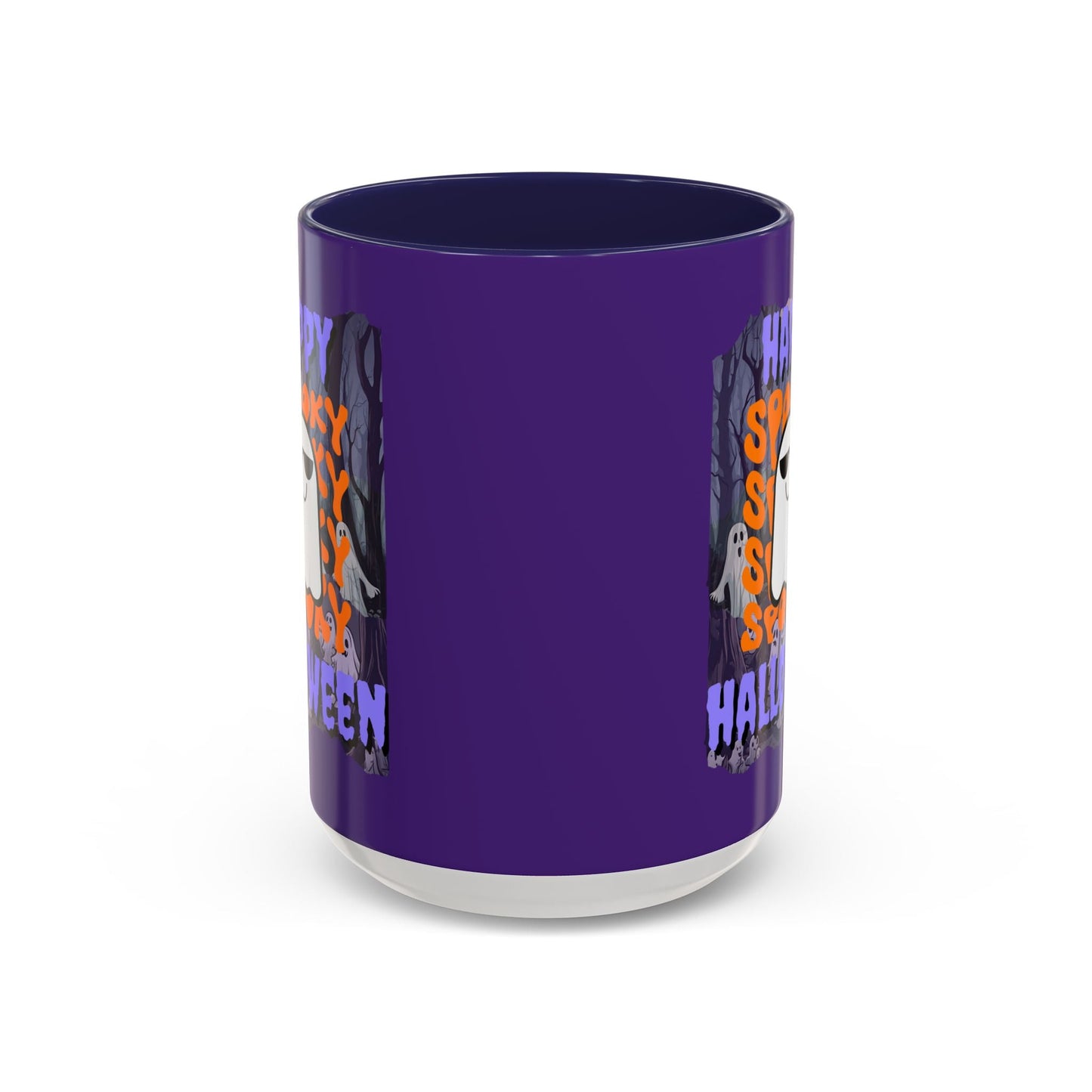 Spooky Happy Halloween Ghost PRfont Accent Mug by cypherpunkgear – cypherpunkgear.com | Cypherpunk Merch