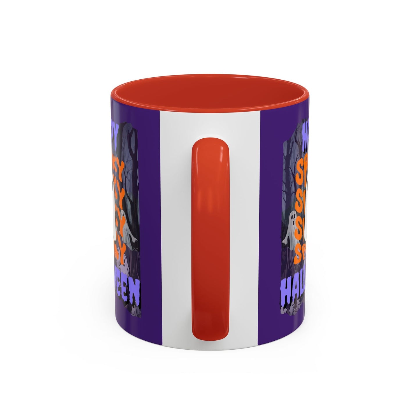 Spooky Happy Halloween Ghost PRfont Accent Mug by cypherpunkgear – cypherpunkgear.com | Cypherpunk Merch