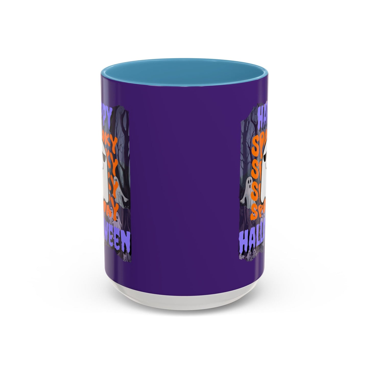 Spooky Happy Halloween Ghost PRfont Accent Mug by cypherpunkgear – cypherpunkgear.com | Cypherpunk Merch
