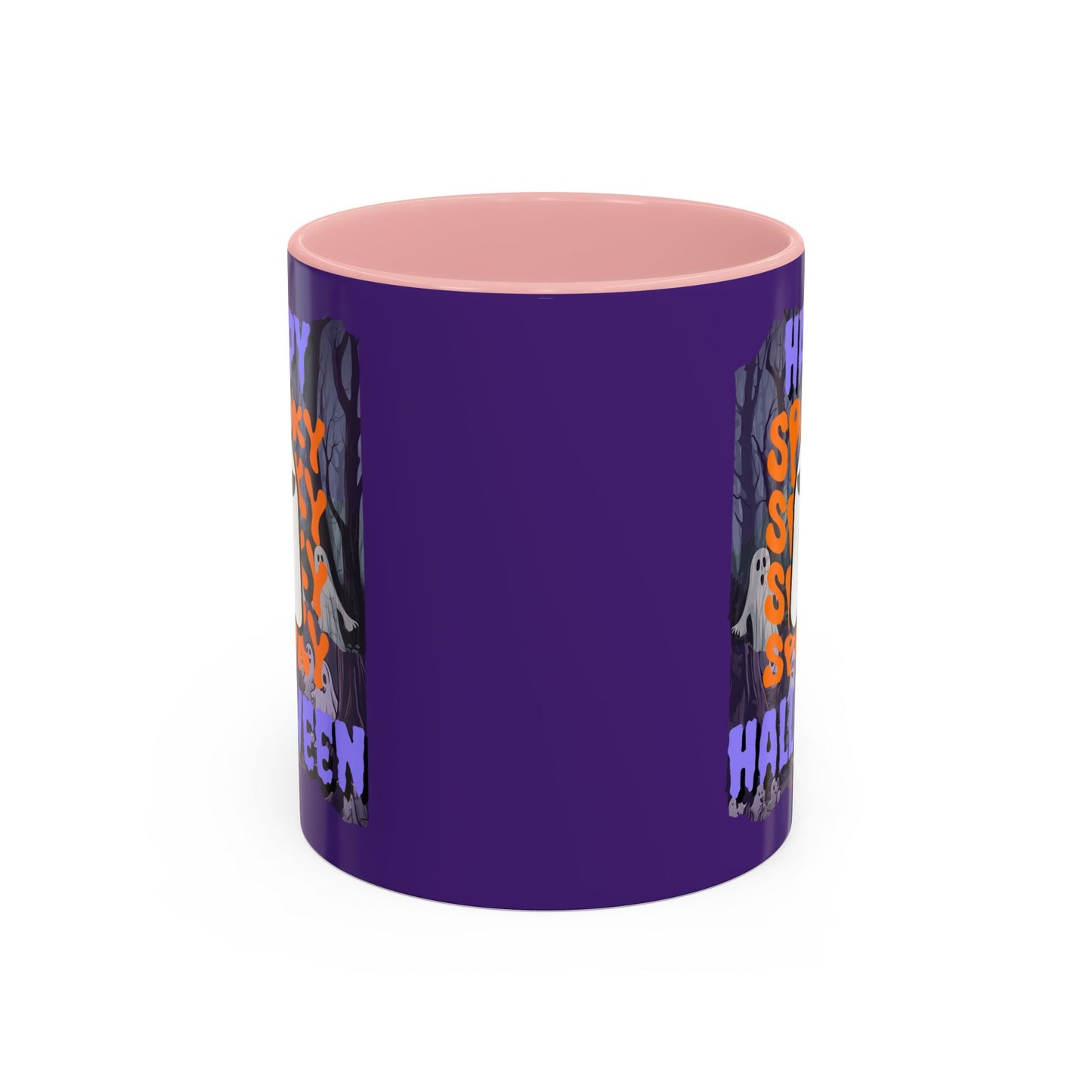 Spooky Happy Halloween Ghost PRfont Accent Mug by cypherpunkgear – cypherpunkgear.com | Cypherpunk Merch