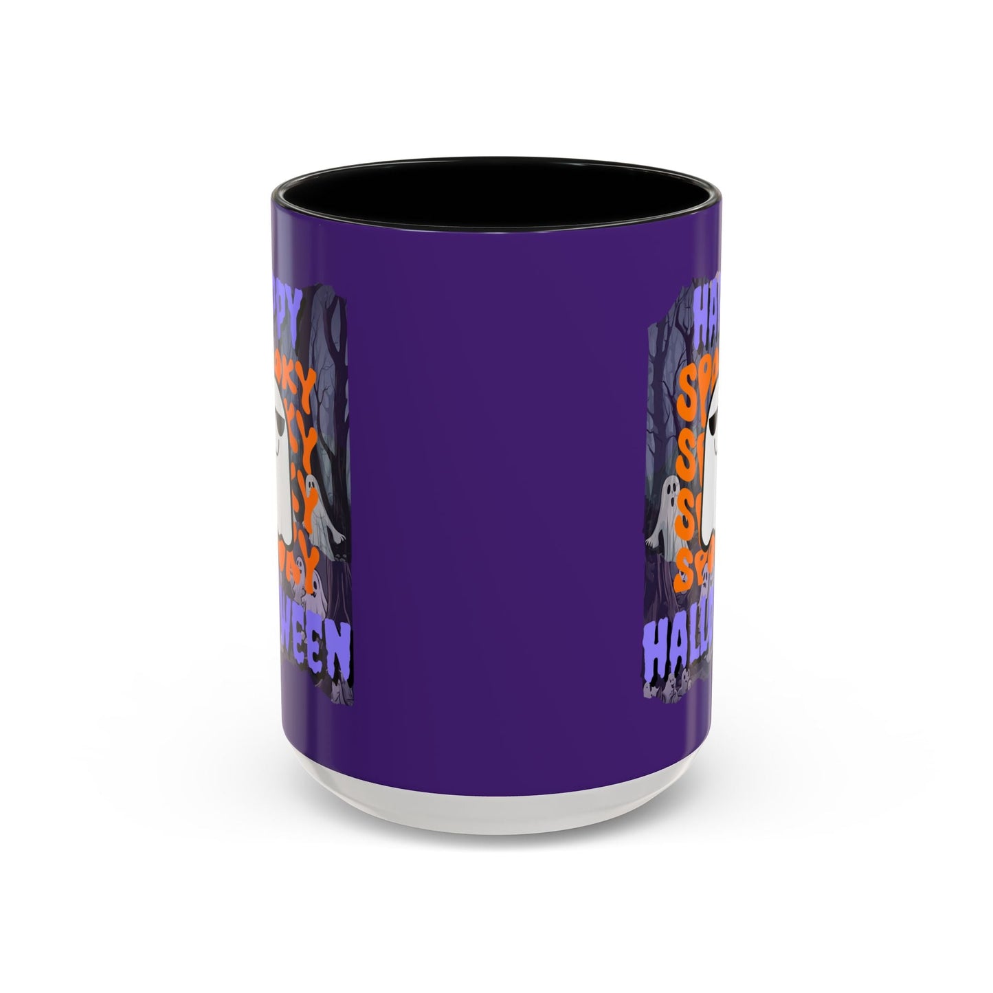 Spooky Happy Halloween Ghost PRfont Accent Mug by cypherpunkgear – cypherpunkgear.com | Cypherpunk Merch