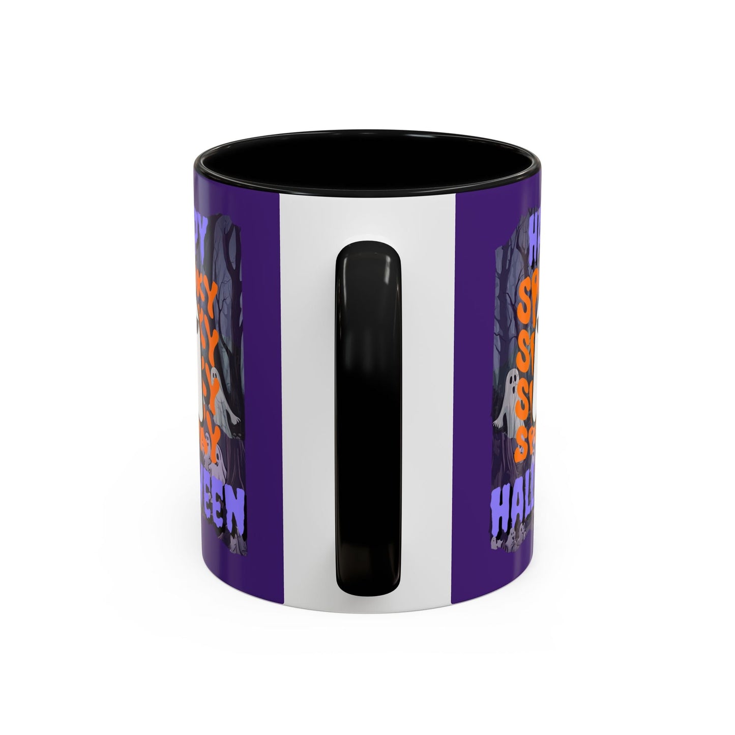 Spooky Happy Halloween Ghost PRfont Accent Mug by cypherpunkgear – cypherpunkgear.com | Cypherpunk Merch