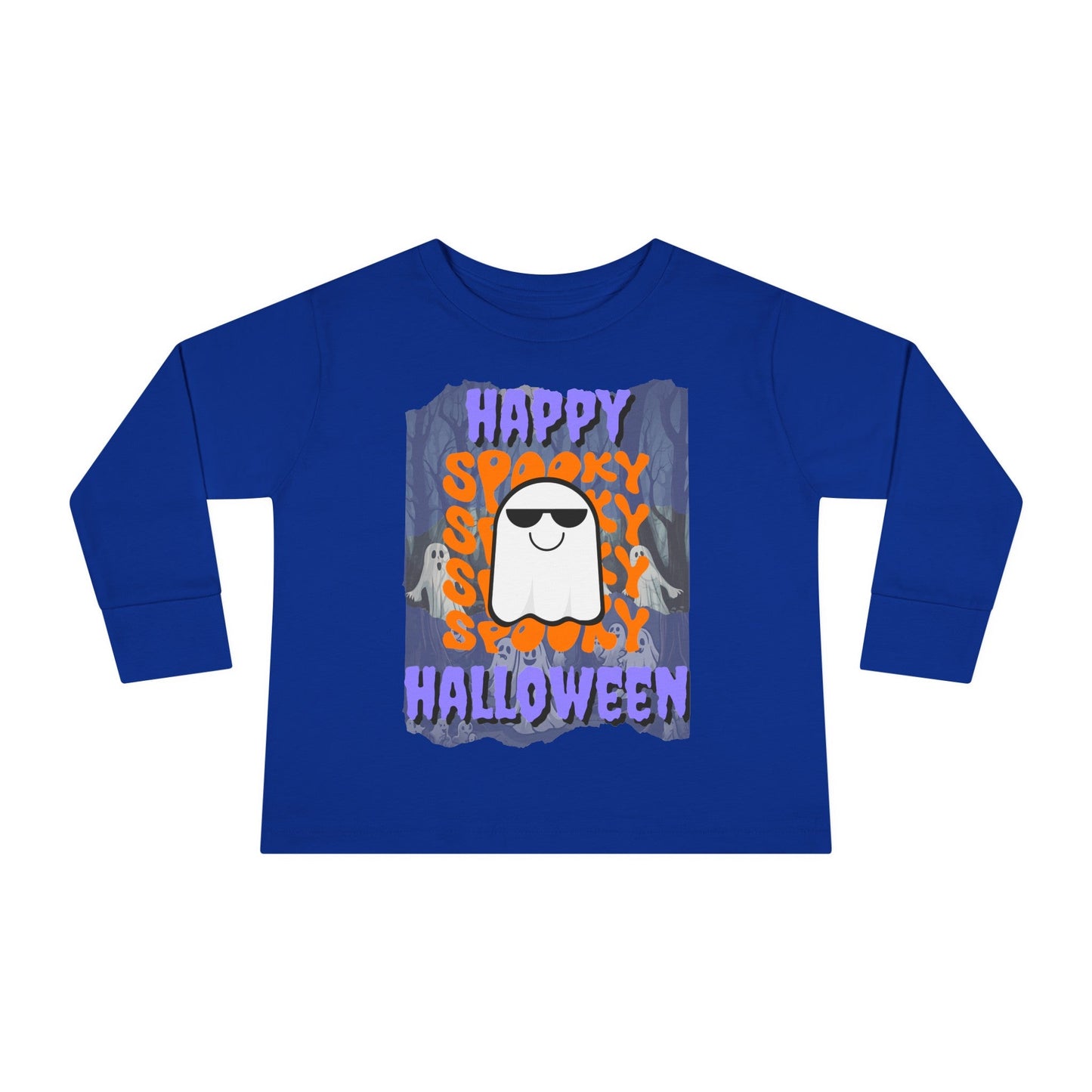 Spooky Happy Halloween Ghost PRfont Toddler Long Sleeve Tee by cypherpunkgear – cypherpunkgear.com | Cypherpunk Merch