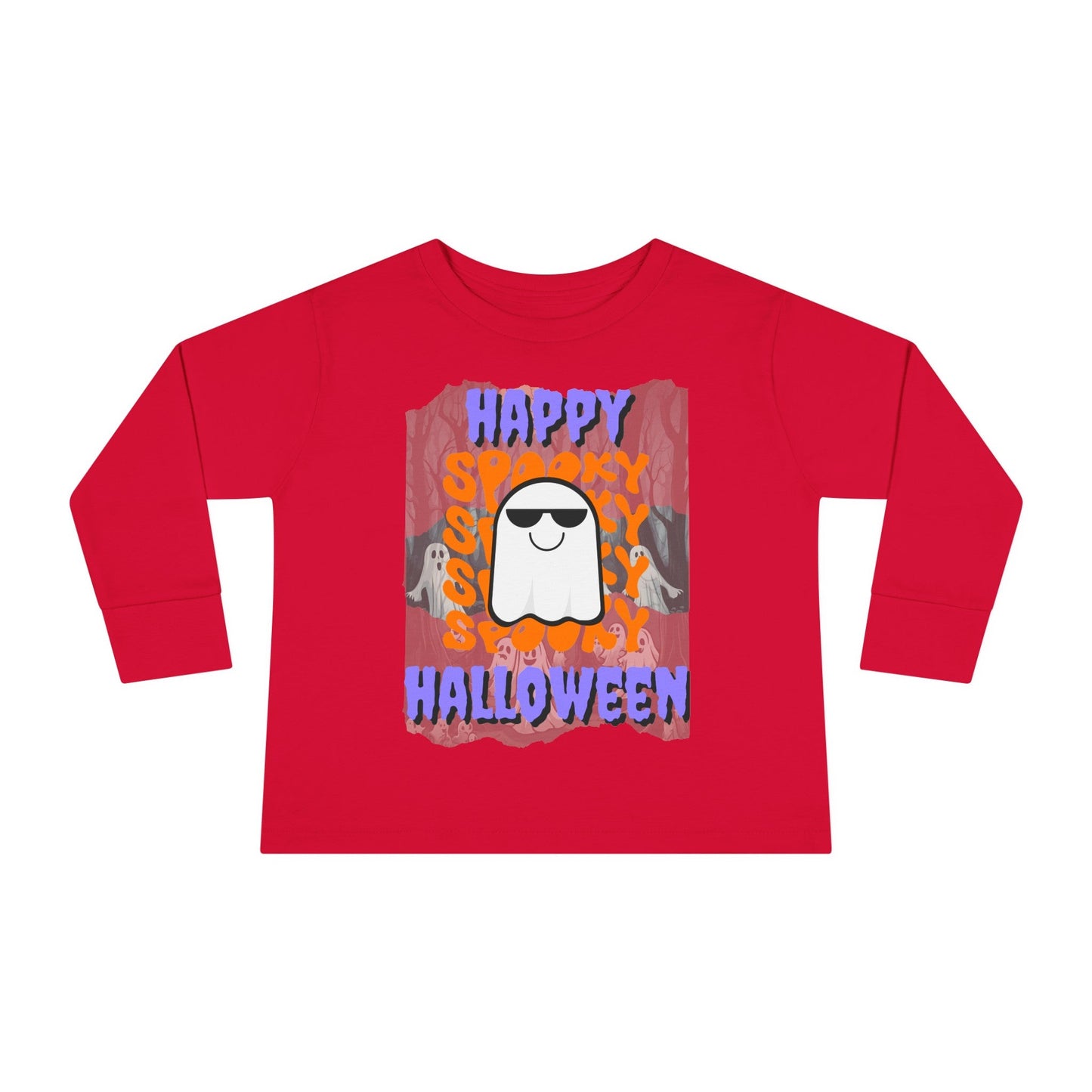 Spooky Happy Halloween Ghost PRfont Toddler Long Sleeve Tee by cypherpunkgear – cypherpunkgear.com | Cypherpunk Merch