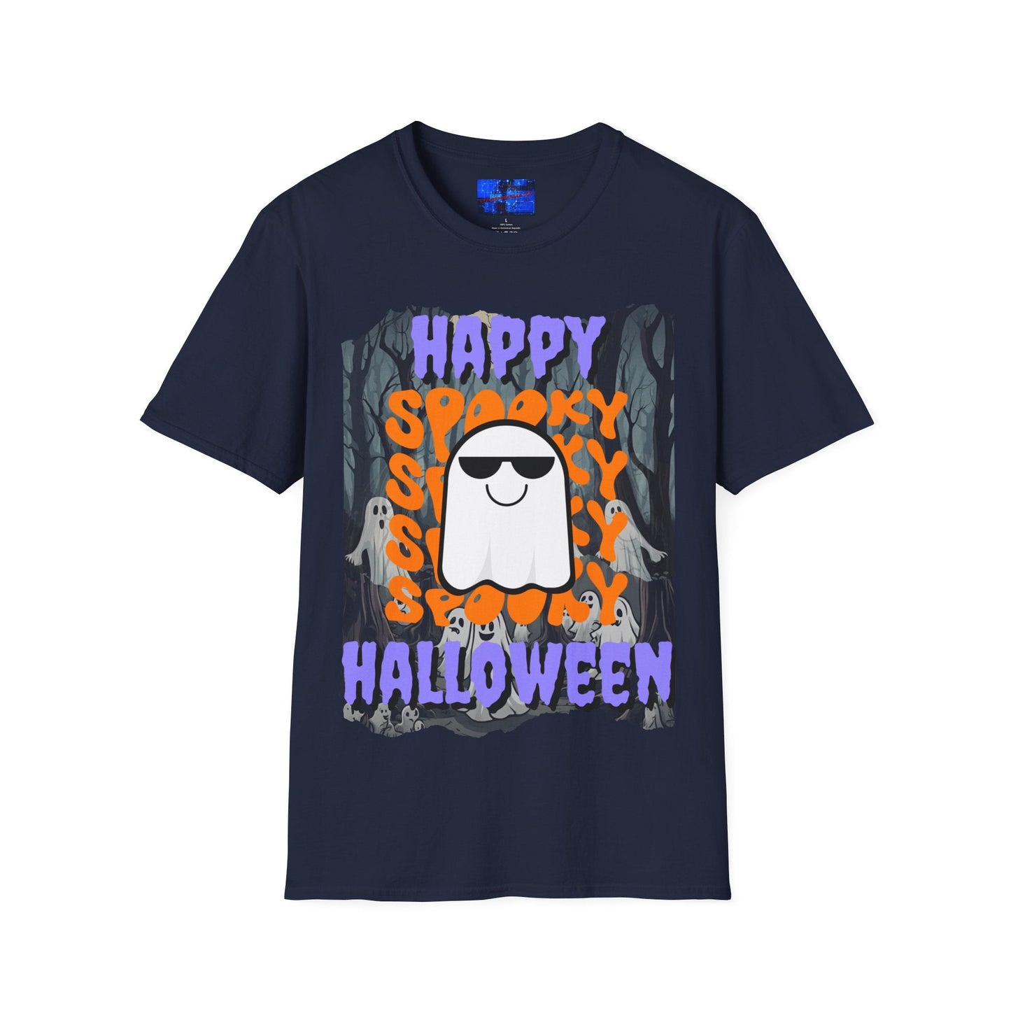 Spooky Happy Halloween Ghost PRfont Unisex T-Shirt by cypherpunkgear – cypherpunkgear.com | Cypherpunk Merch