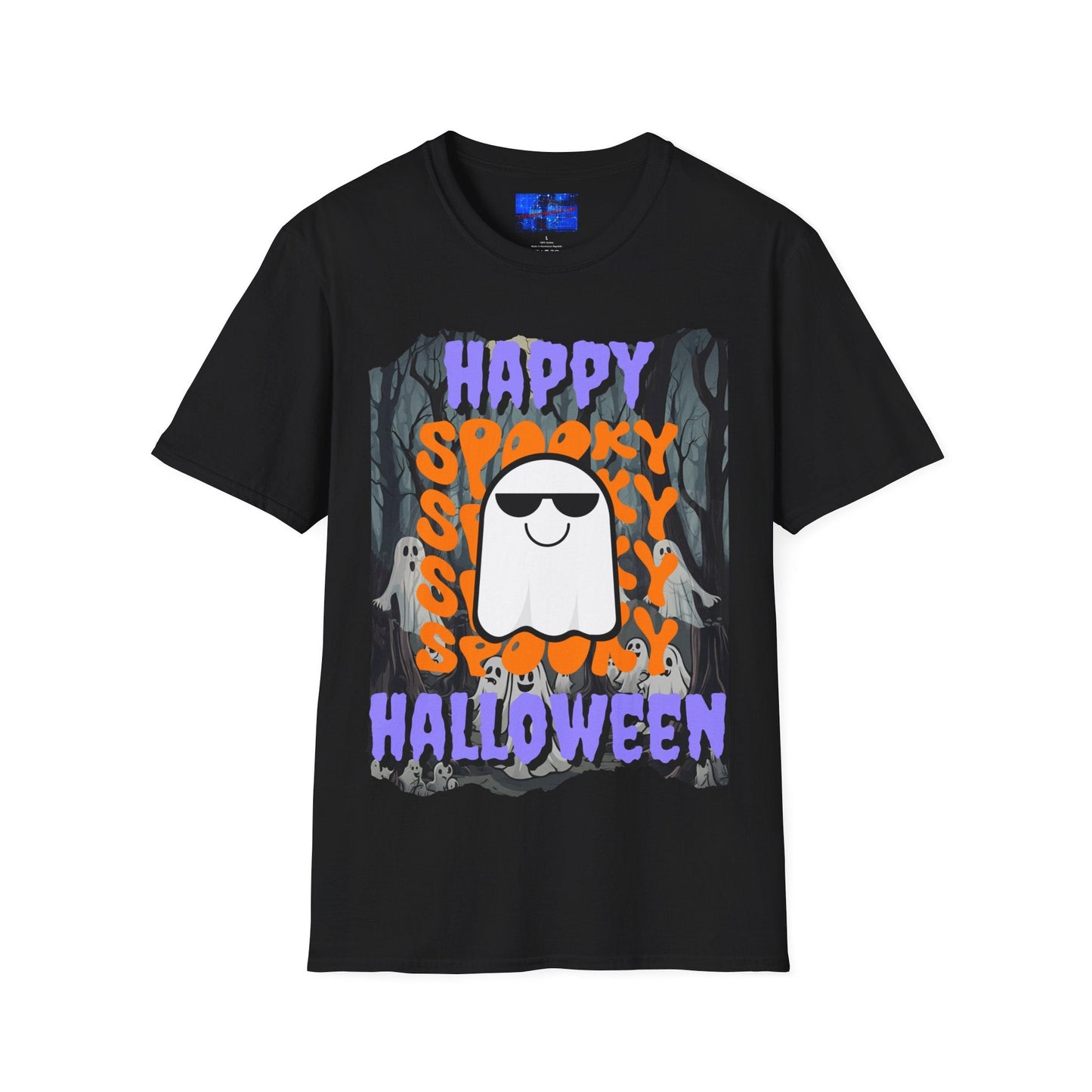Spooky Happy Halloween Ghost PRfont Unisex T-Shirt by cypherpunkgear – cypherpunkgear.com | Cypherpunk Merch