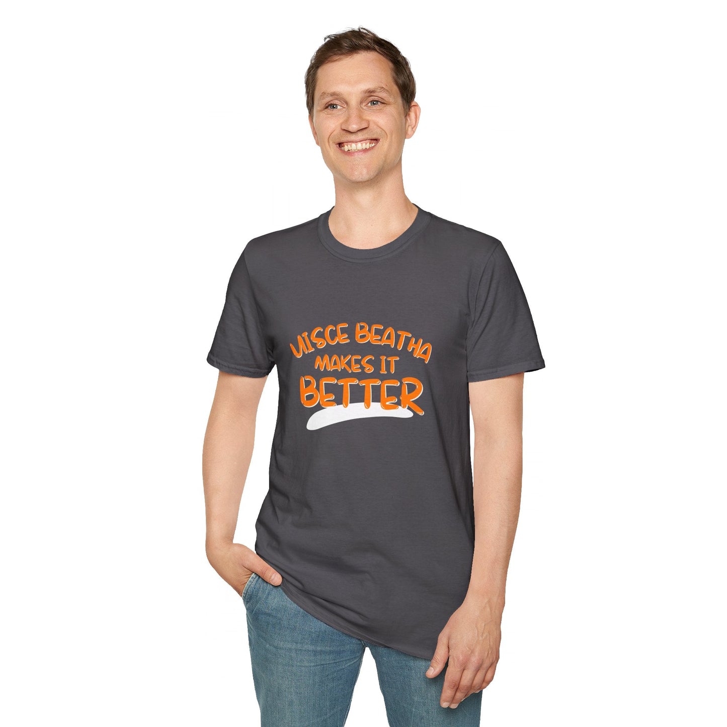 Uisce Beatha makes it better OGfont DKcolors Unisex T-Shirt by cypherpunkgear – cypherpunkgear.com | Cypherpunk Merch