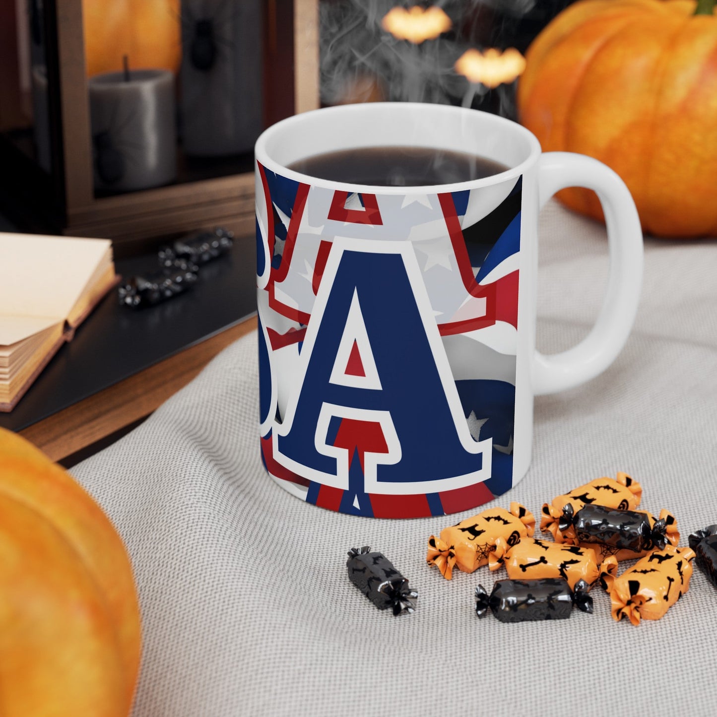 USA! USA! USA BLfont Patriot White Mug by cypherpunkgear – cypherpunkgear.com | Cypherpunk Merch