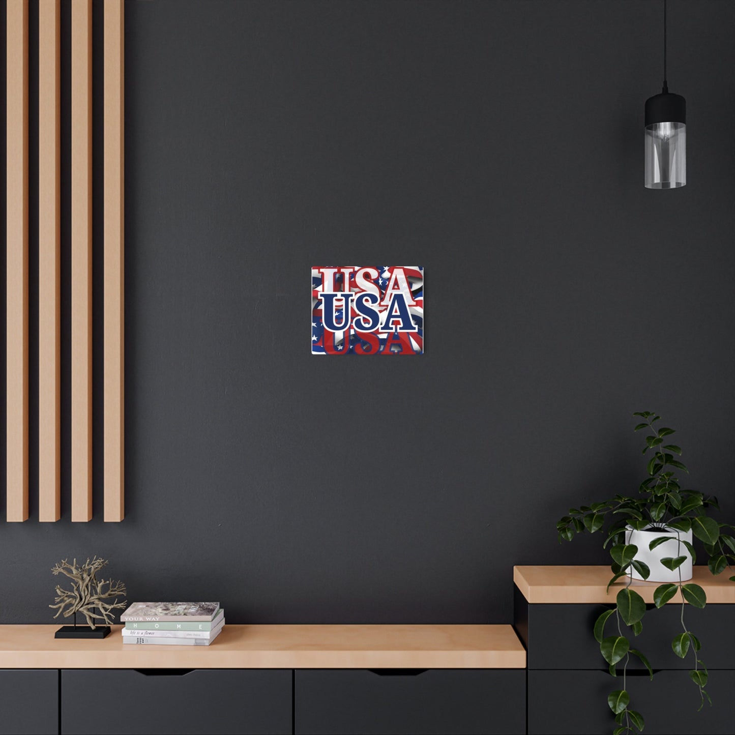 USA! USA! USA Blue Center Metal Art Sign by cypherpunkgear – cypherpunkgear.com | Cypherpunk Merch