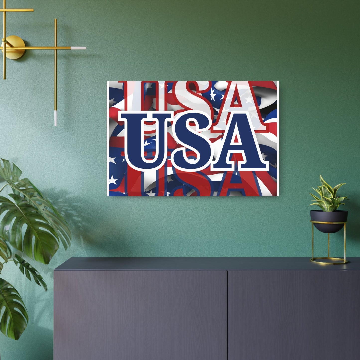 USA! USA! USA Blue Center Metal Art Sign by cypherpunkgear – cypherpunkgear.com | Cypherpunk Merch