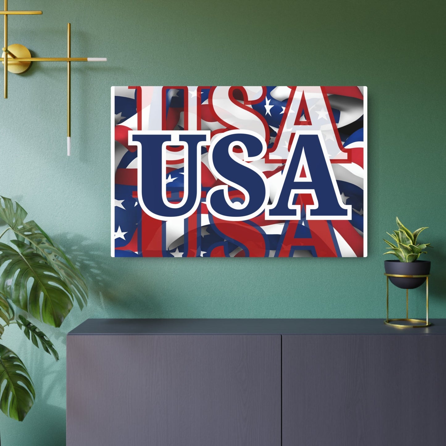 USA! USA! USA Blue Center Metal Art Sign by cypherpunkgear – cypherpunkgear.com | Cypherpunk Merch