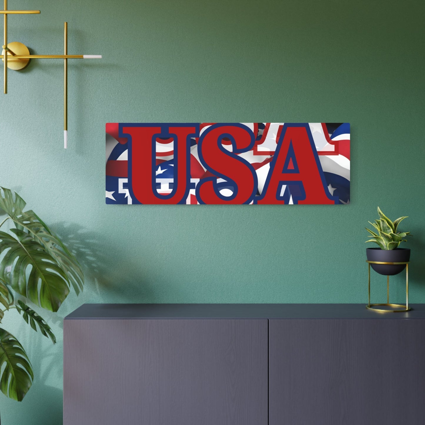 USA! USA! USA Red Center Metal Art Sign by cypherpunkgear – cypherpunkgear.com | Cypherpunk Merch
