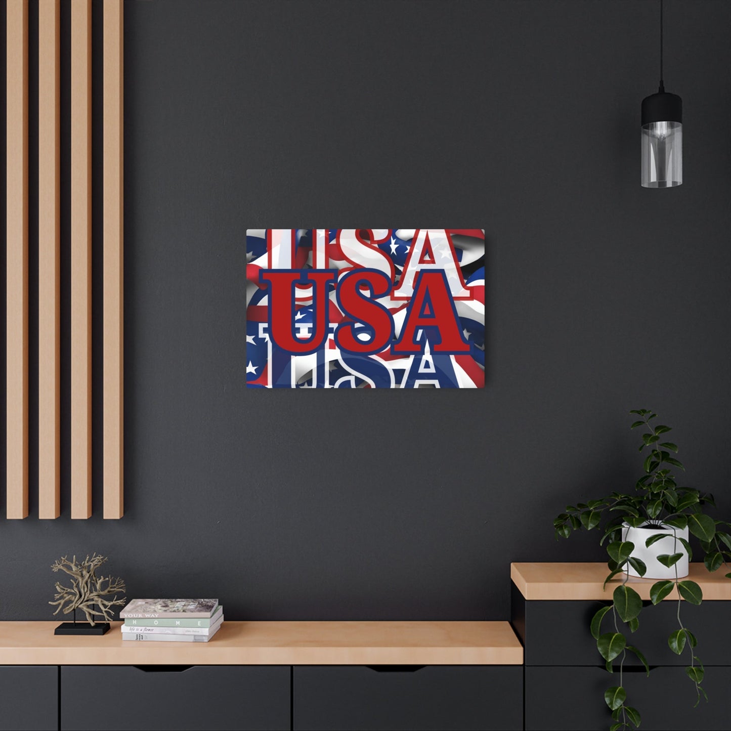 USA! USA! USA Red Center Metal Art Sign by cypherpunkgear – cypherpunkgear.com | Cypherpunk Merch