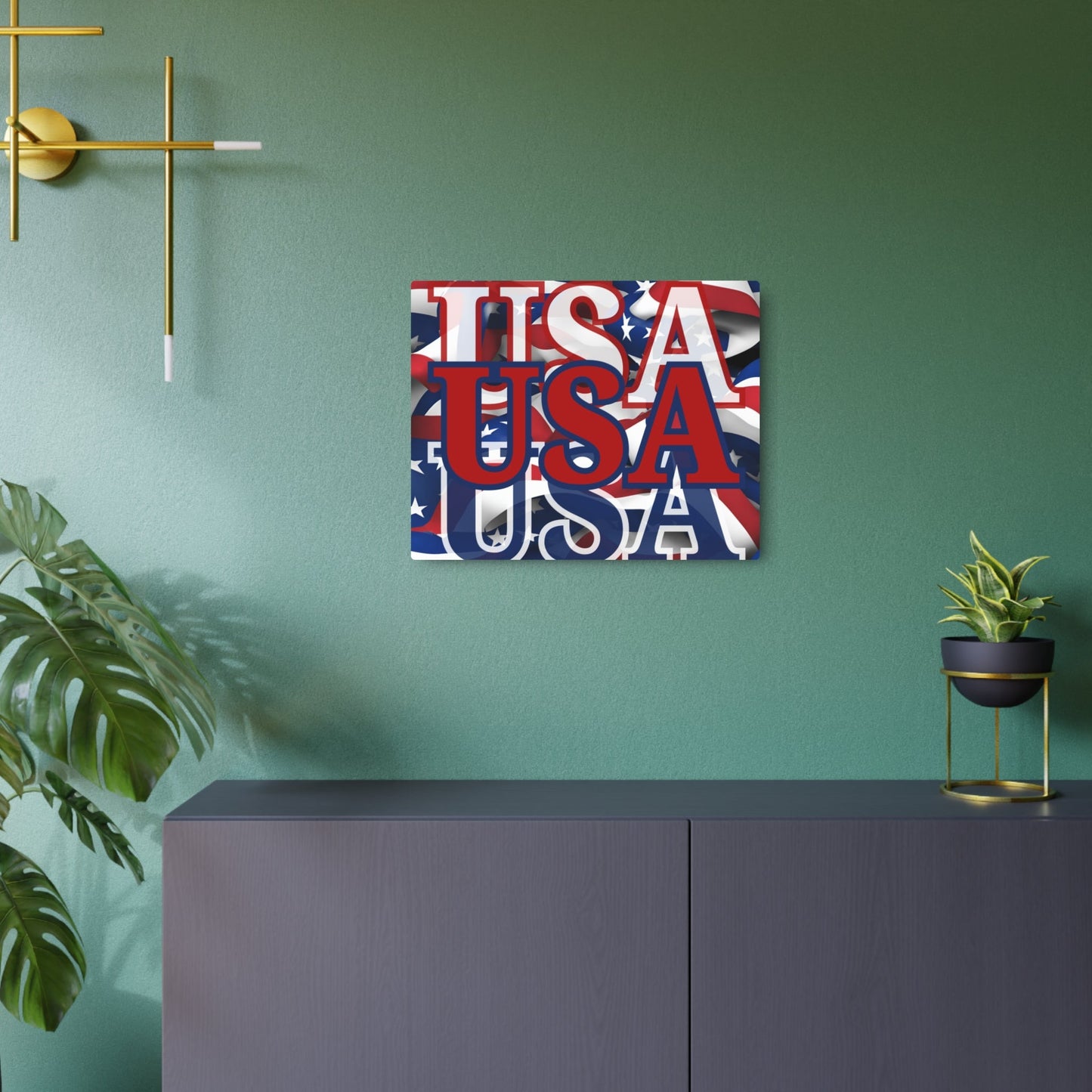 USA! USA! USA Red Center Metal Art Sign by cypherpunkgear – cypherpunkgear.com | Cypherpunk Merch