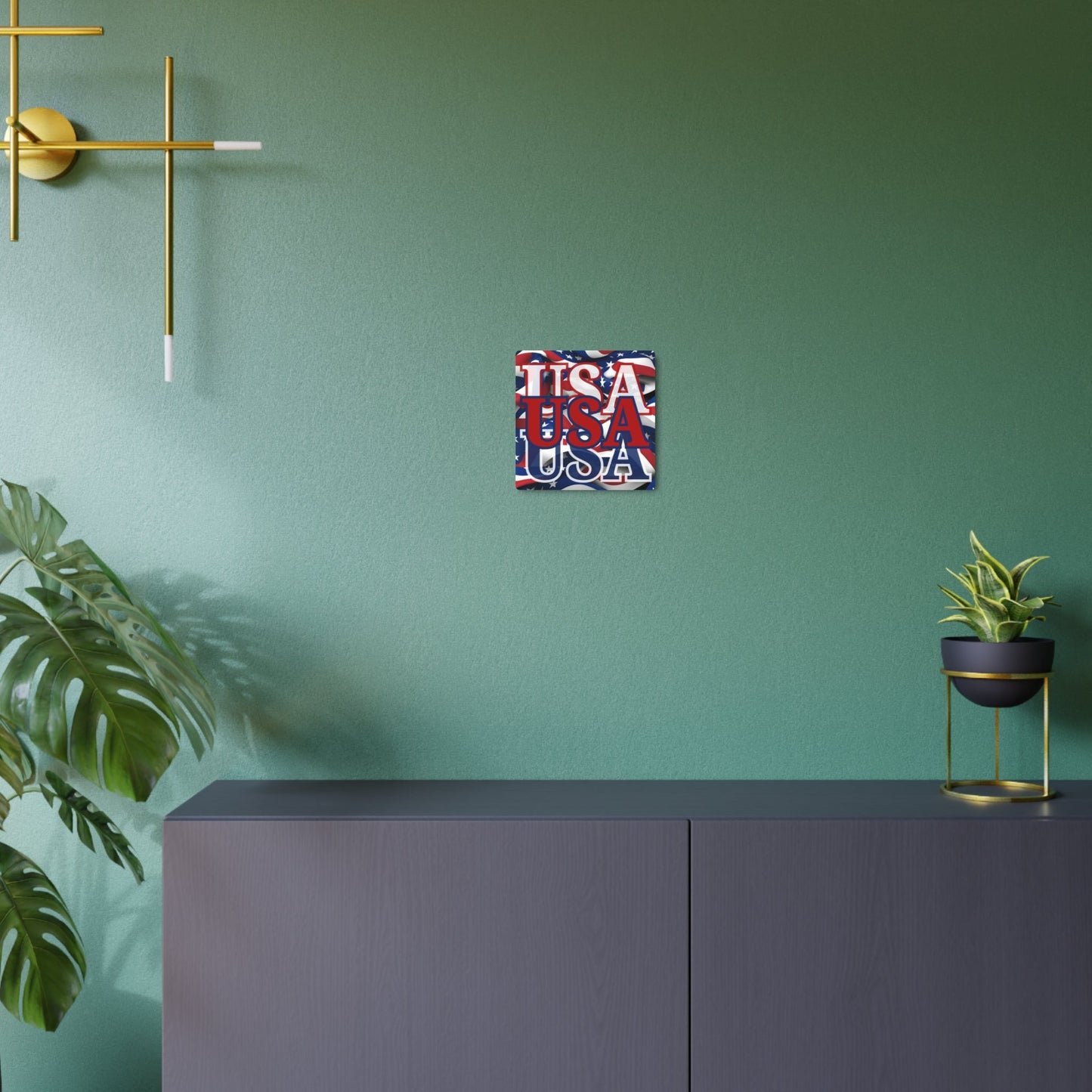 USA! USA! USA Red Center Metal Art Sign by cypherpunkgear – cypherpunkgear.com | Cypherpunk Merch