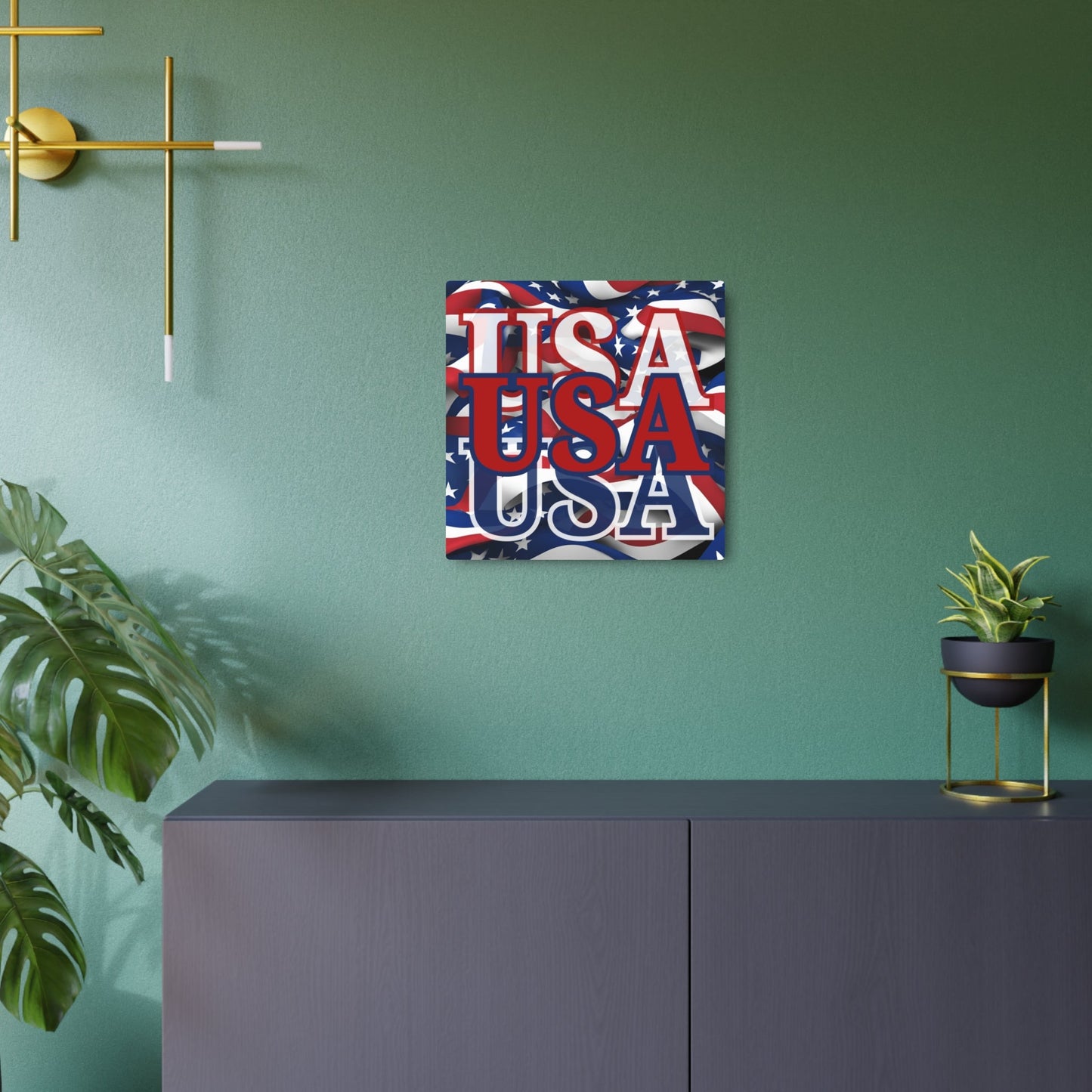 USA! USA! USA Red Center Metal Art Sign by cypherpunkgear – cypherpunkgear.com | Cypherpunk Merch