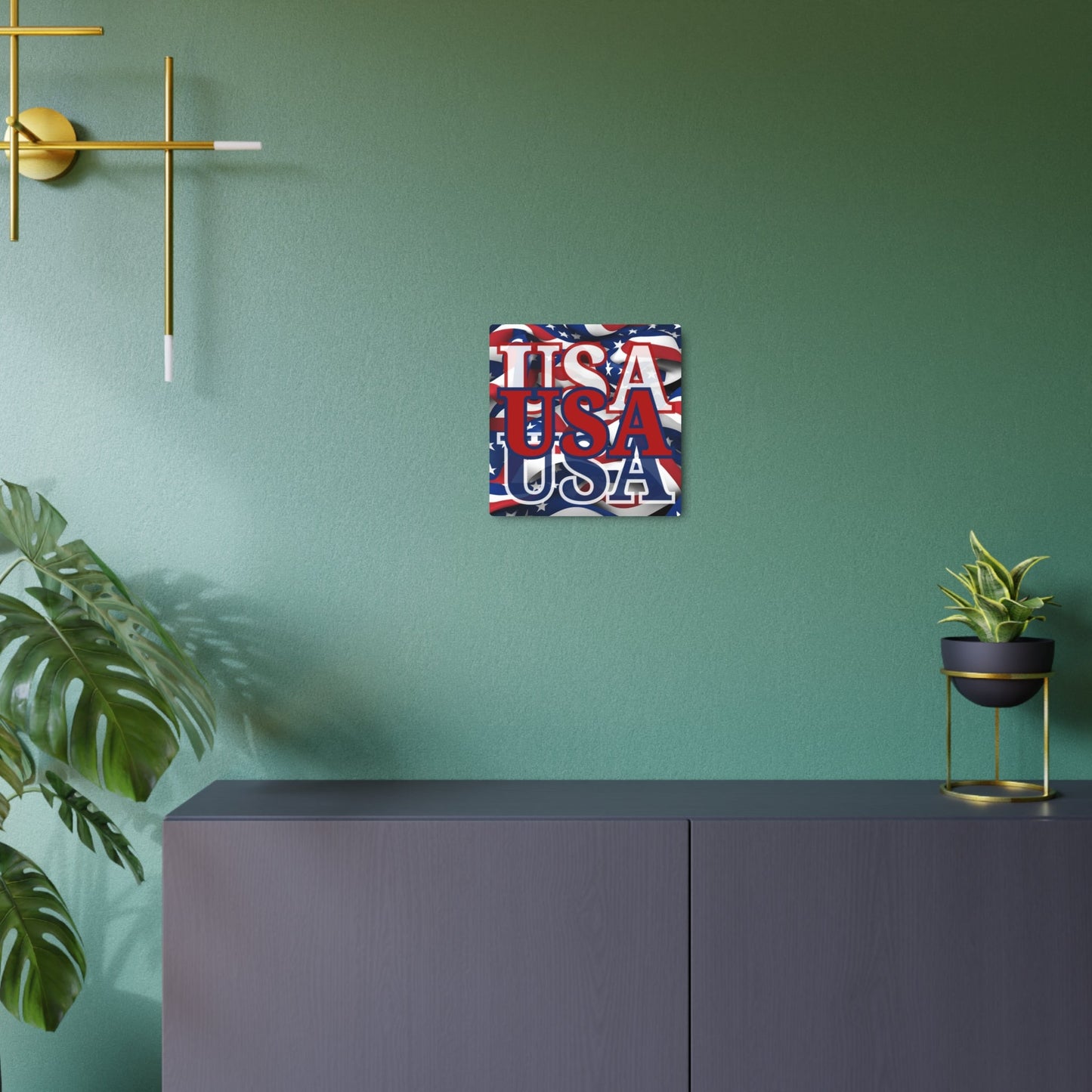USA! USA! USA Red Center Metal Art Sign by cypherpunkgear – cypherpunkgear.com | Cypherpunk Merch