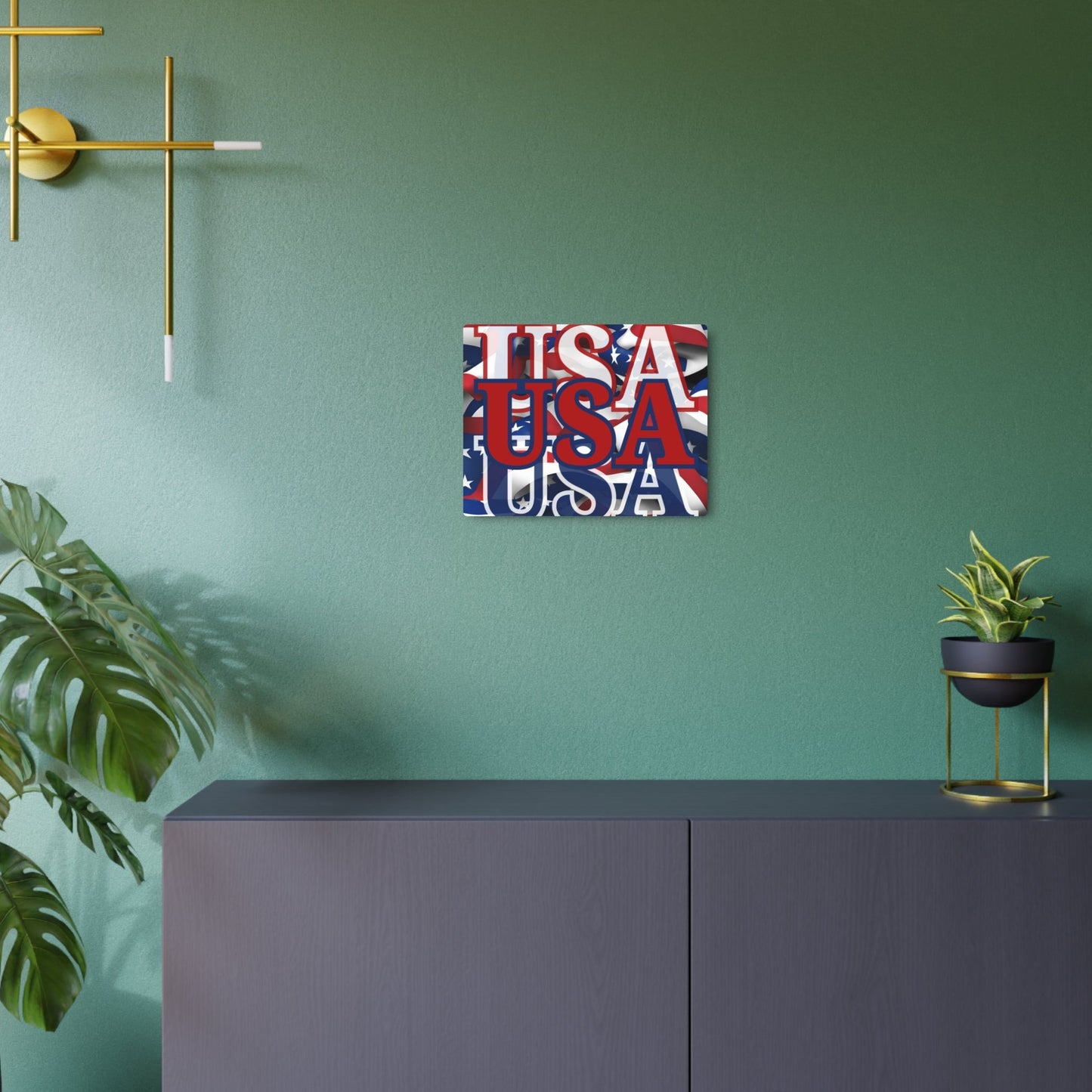 USA! USA! USA Red Center Metal Art Sign by cypherpunkgear – cypherpunkgear.com | Cypherpunk Merch