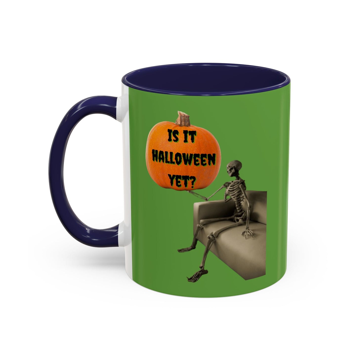 Waiting for Halloween Skeleton Accent Mug by cypherpunkgear – cypherpunkgear.com | Cypherpunk Merch