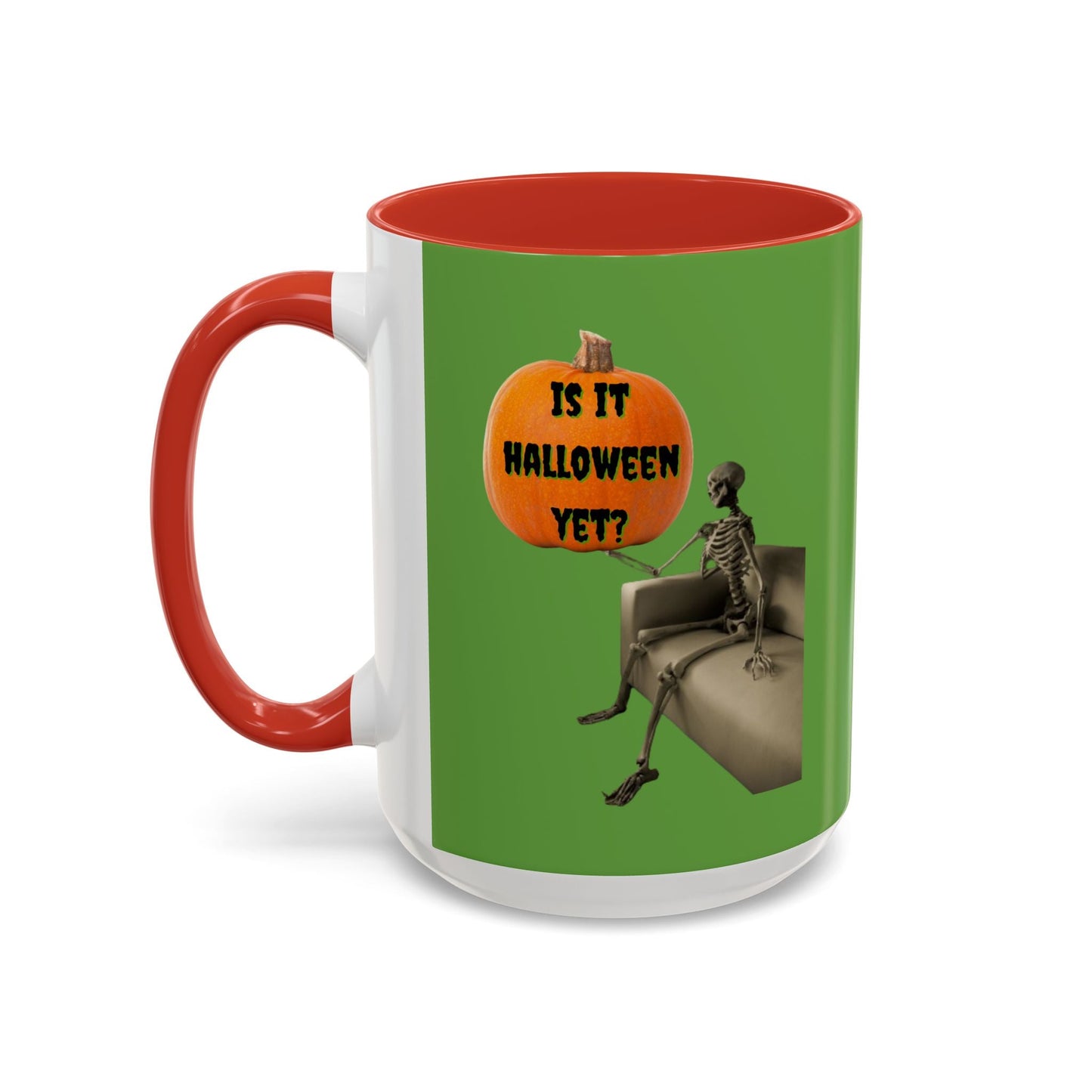 Waiting for Halloween Skeleton Accent Mug by cypherpunkgear – cypherpunkgear.com | Cypherpunk Merch