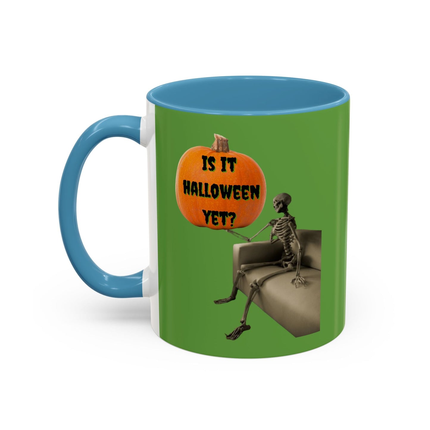 Waiting for Halloween Skeleton Accent Mug by cypherpunkgear – cypherpunkgear.com | Cypherpunk Merch