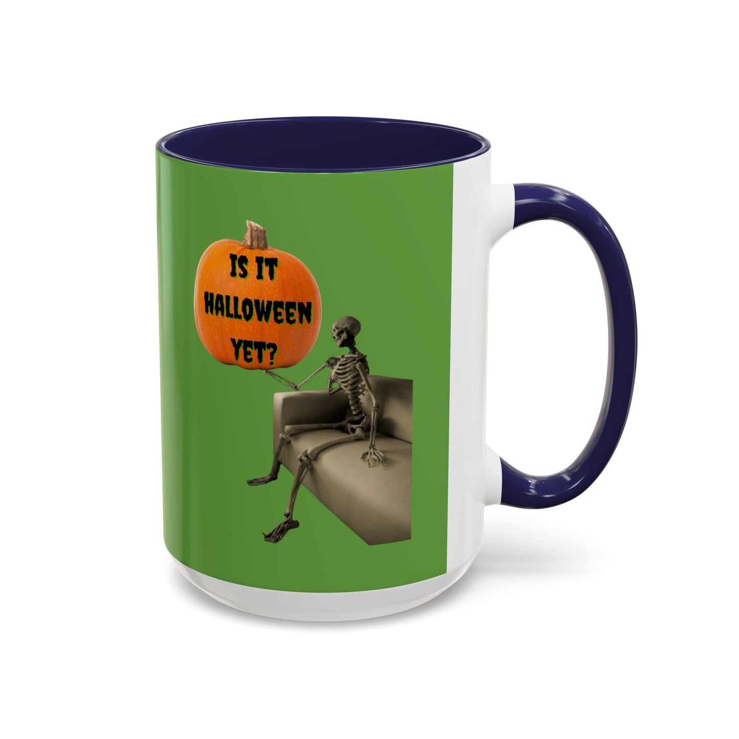 Waiting for Halloween Skeleton Accent Mug by cypherpunkgear – cypherpunkgear.com | Cypherpunk Merch