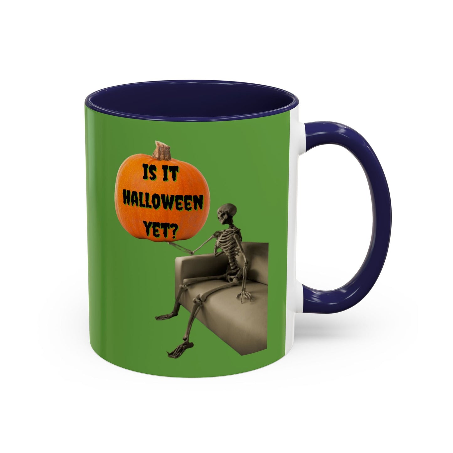 Waiting for Halloween Skeleton Accent Mug by cypherpunkgear – cypherpunkgear.com | Cypherpunk Merch