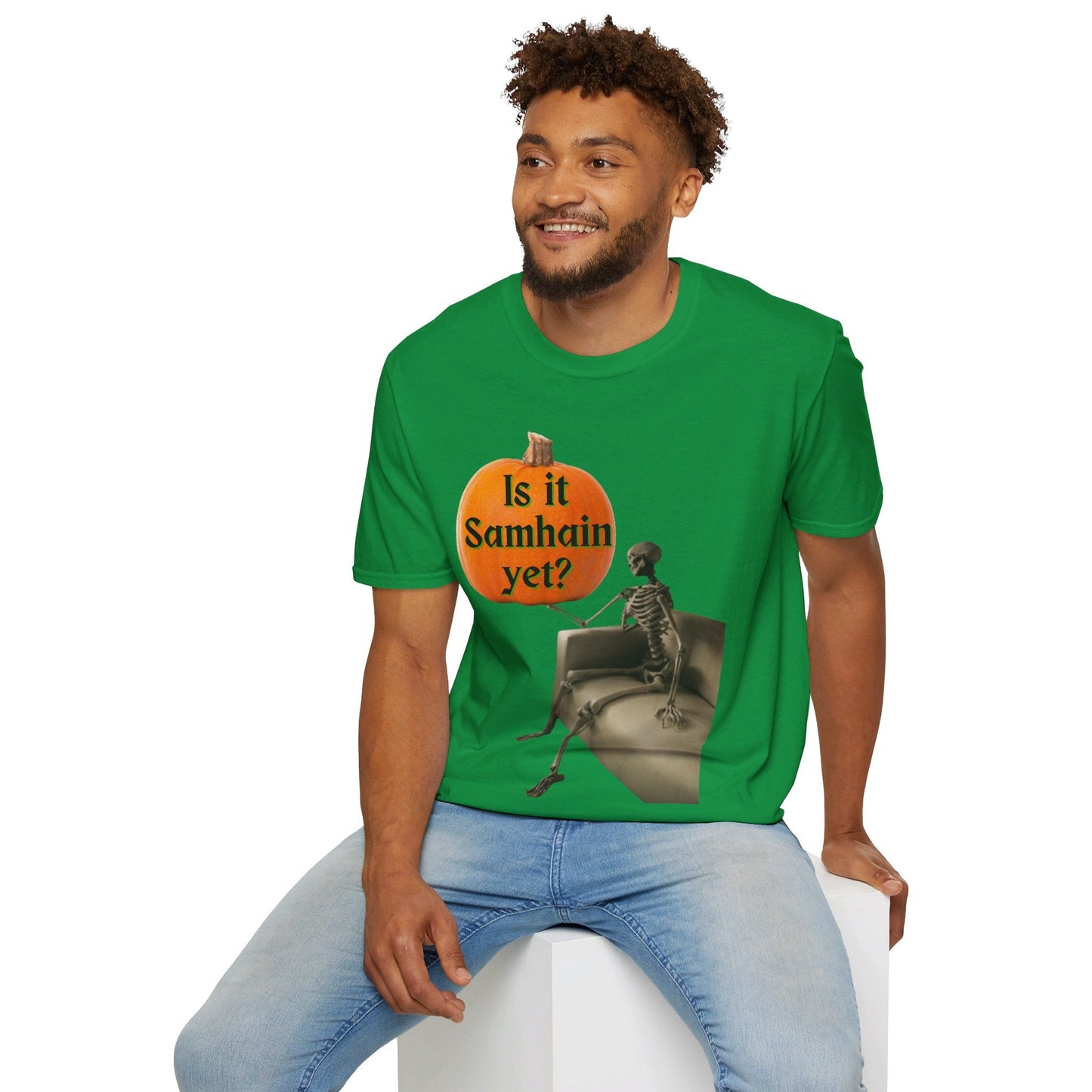 Waiting for Samhain Skeleton DKcolors Unisex T-Shirt by cypherpunkgear – cypherpunkgear.com | Cypherpunk Merch