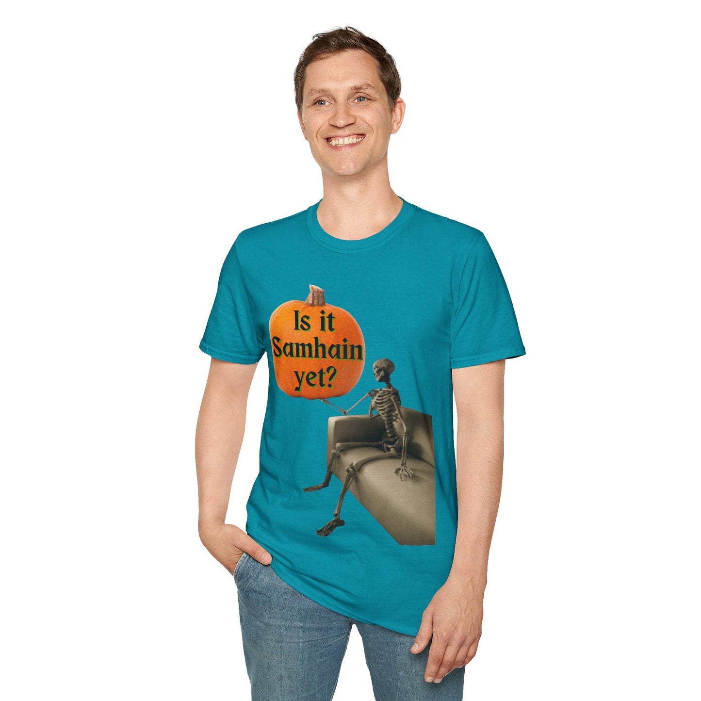 Waiting for Samhain Skeleton DKcolors Unisex T-Shirt by cypherpunkgear – cypherpunkgear.com | Cypherpunk Merch