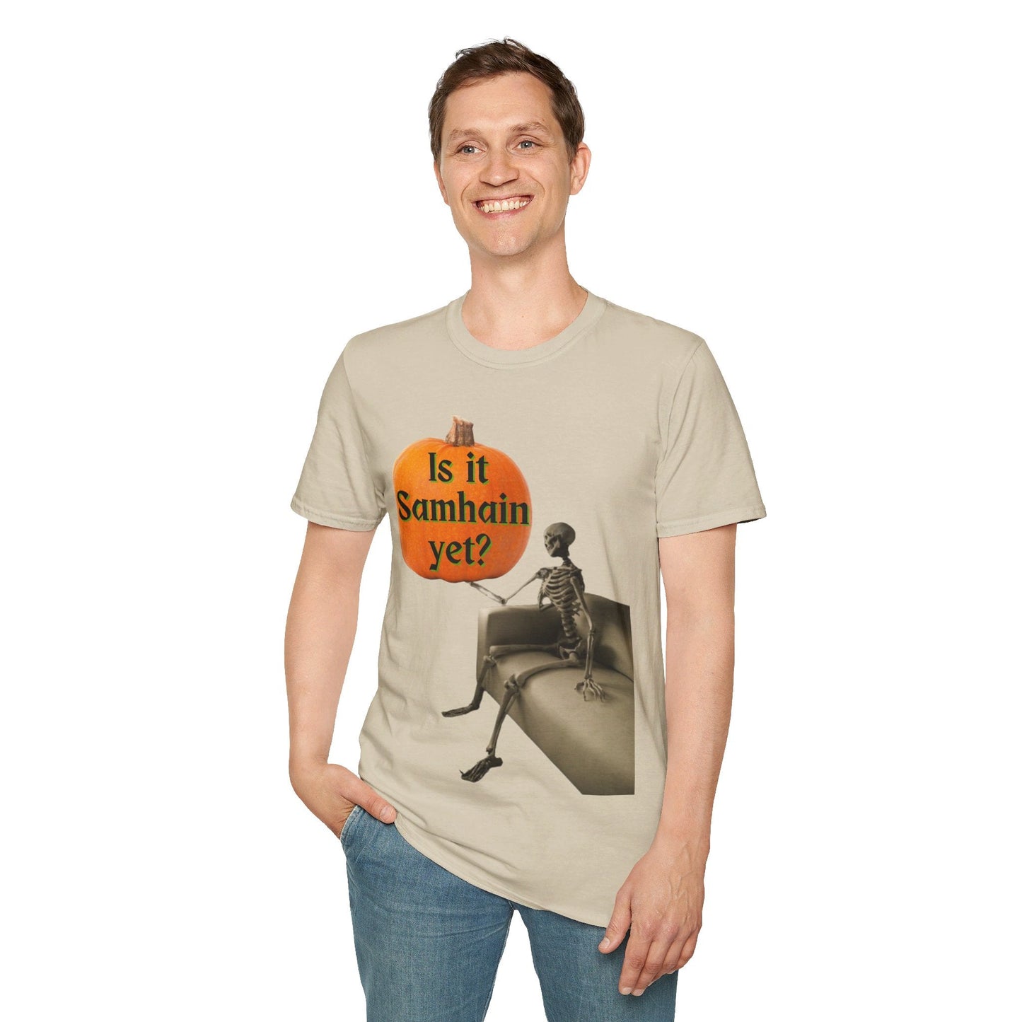 Waiting for Samhain Skeleton LTcolors Unisex T-Shirt by cypherpunkgear – cypherpunkgear.com | Cypherpunk Merch