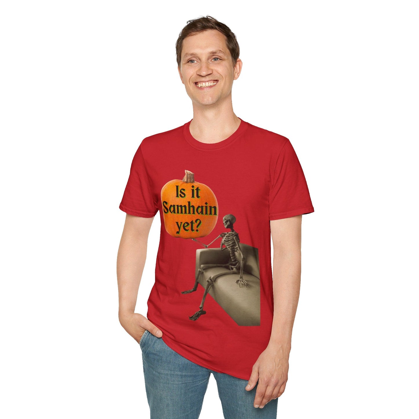 Waiting for Samhain Skeleton LTcolors Unisex T-Shirt by cypherpunkgear – cypherpunkgear.com | Cypherpunk Merch