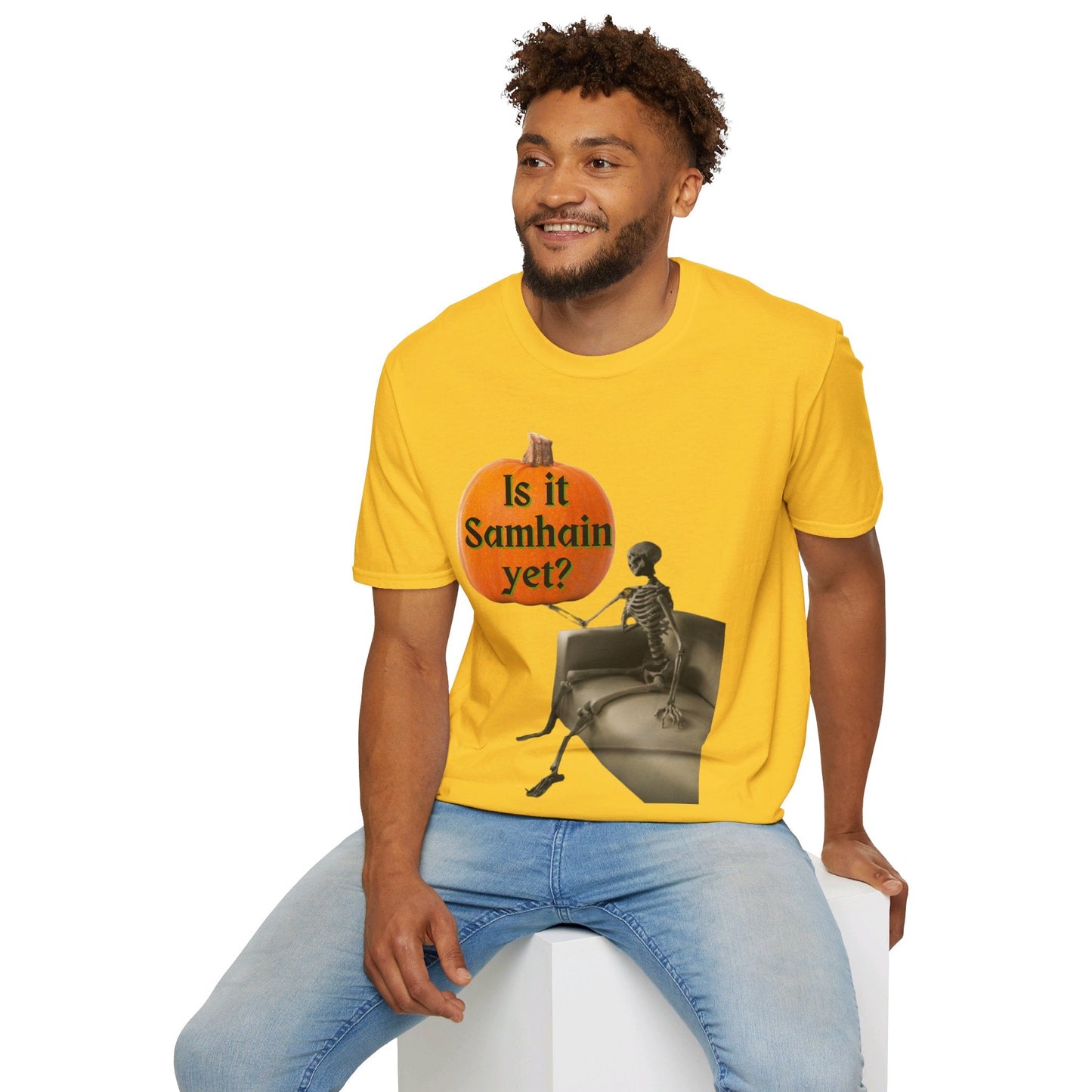 Waiting for Samhain Skeleton LTcolors Unisex T-Shirt by cypherpunkgear – cypherpunkgear.com | Cypherpunk Merch