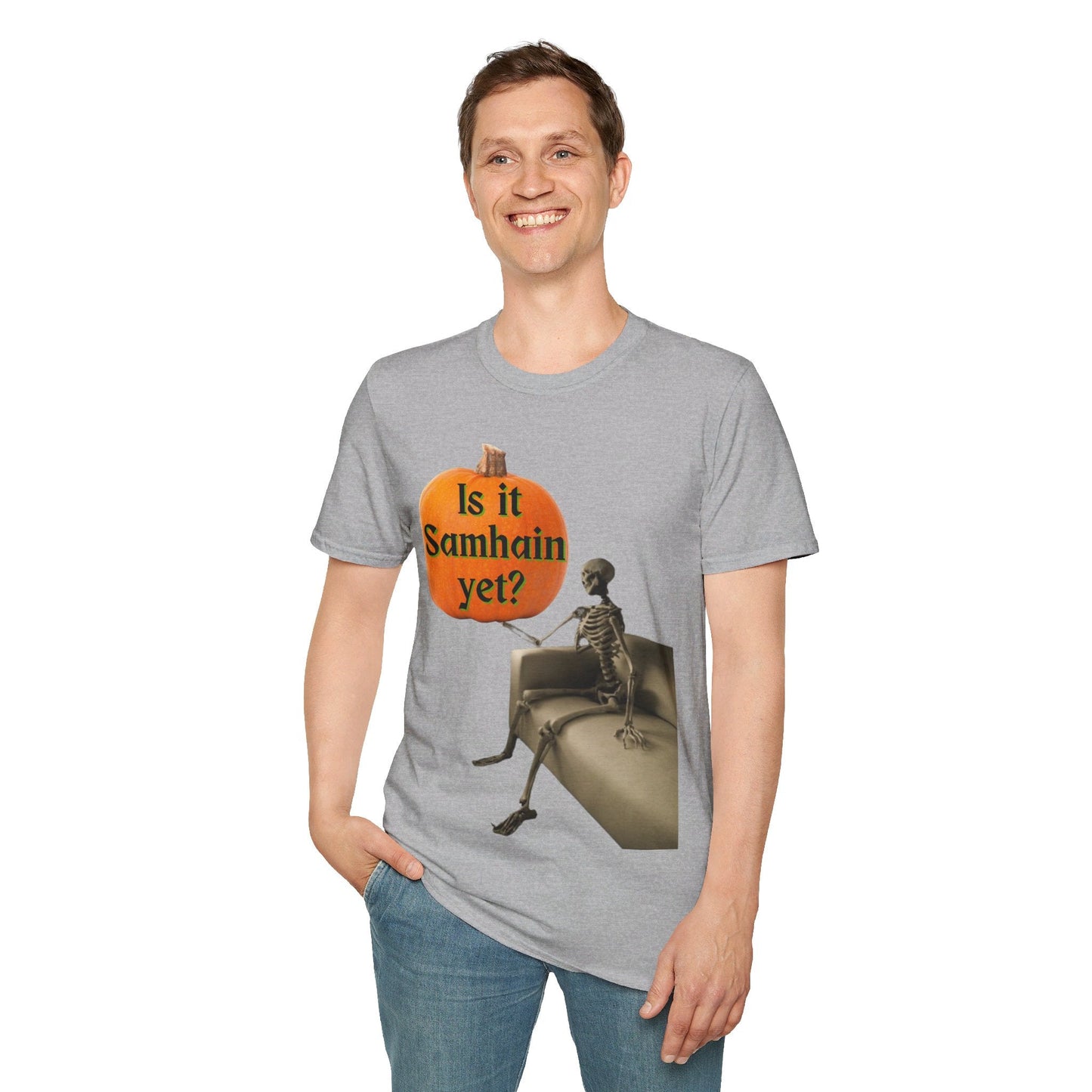 Waiting for Samhain Skeleton LTcolors Unisex T-Shirt by cypherpunkgear – cypherpunkgear.com | Cypherpunk Merch