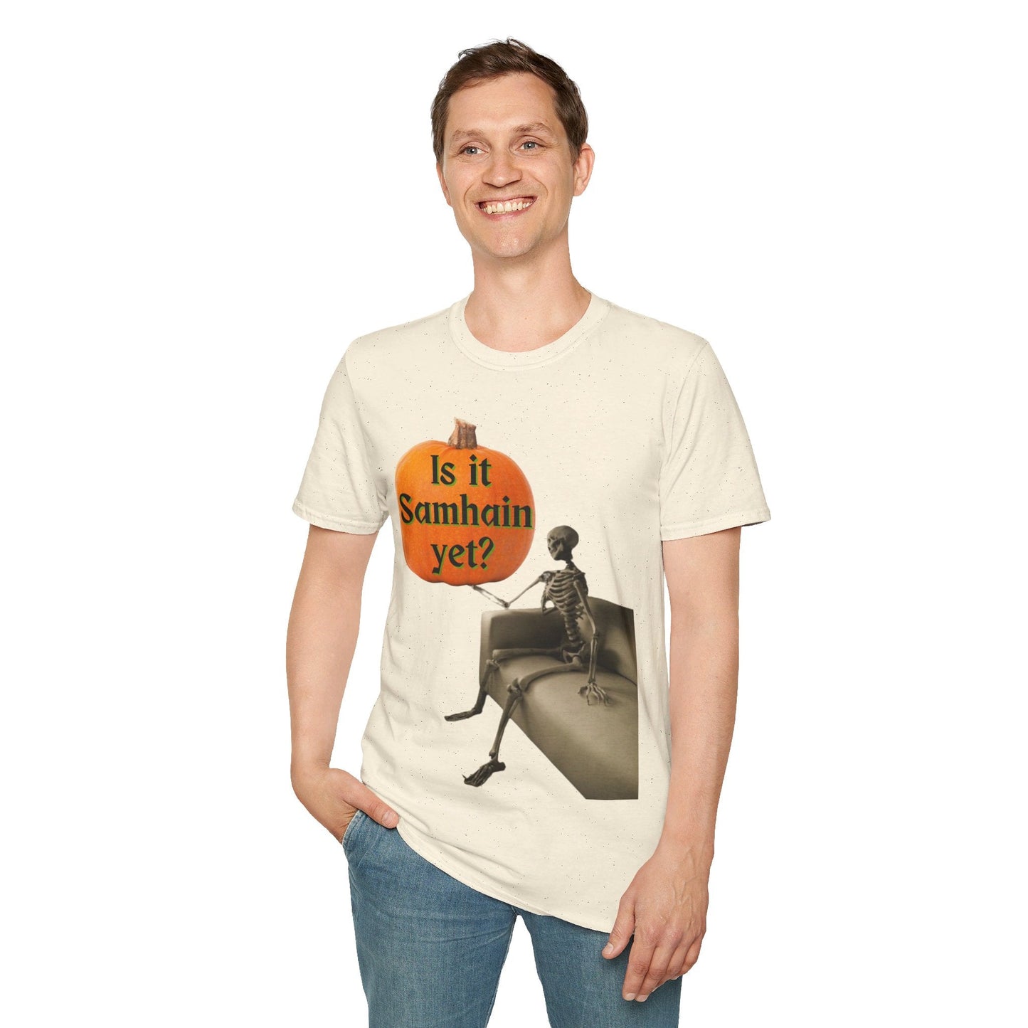 Waiting for Samhain Skeleton LTcolors Unisex T-Shirt by cypherpunkgear – cypherpunkgear.com | Cypherpunk Merch