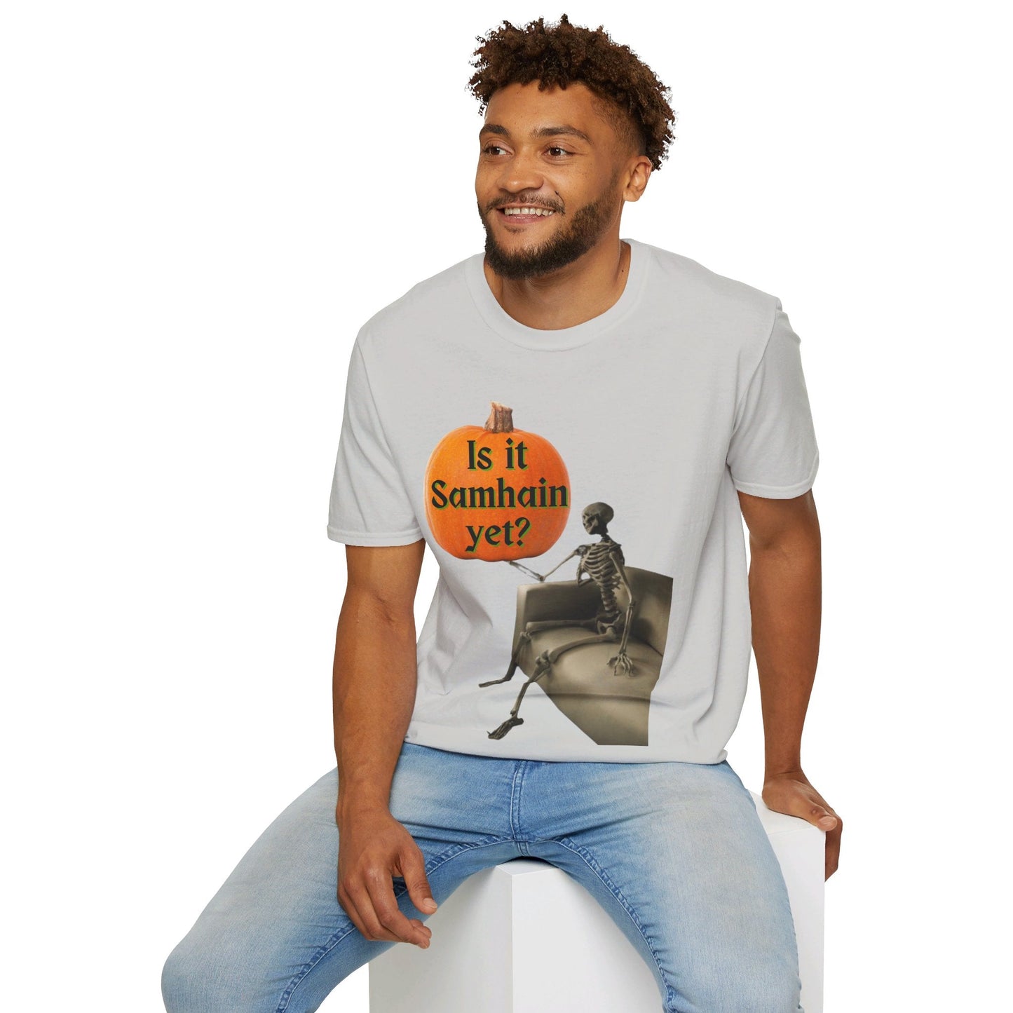 Waiting for Samhain Skeleton LTcolors Unisex T-Shirt by cypherpunkgear – cypherpunkgear.com | Cypherpunk Merch