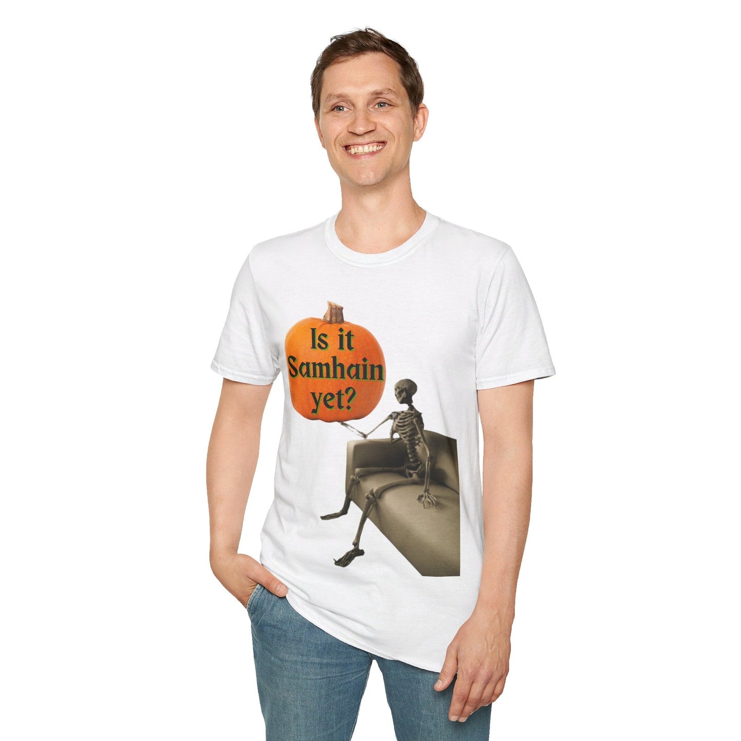 Waiting for Samhain Skeleton LTcolors Unisex T-Shirt by cypherpunkgear – cypherpunkgear.com | Cypherpunk Merch