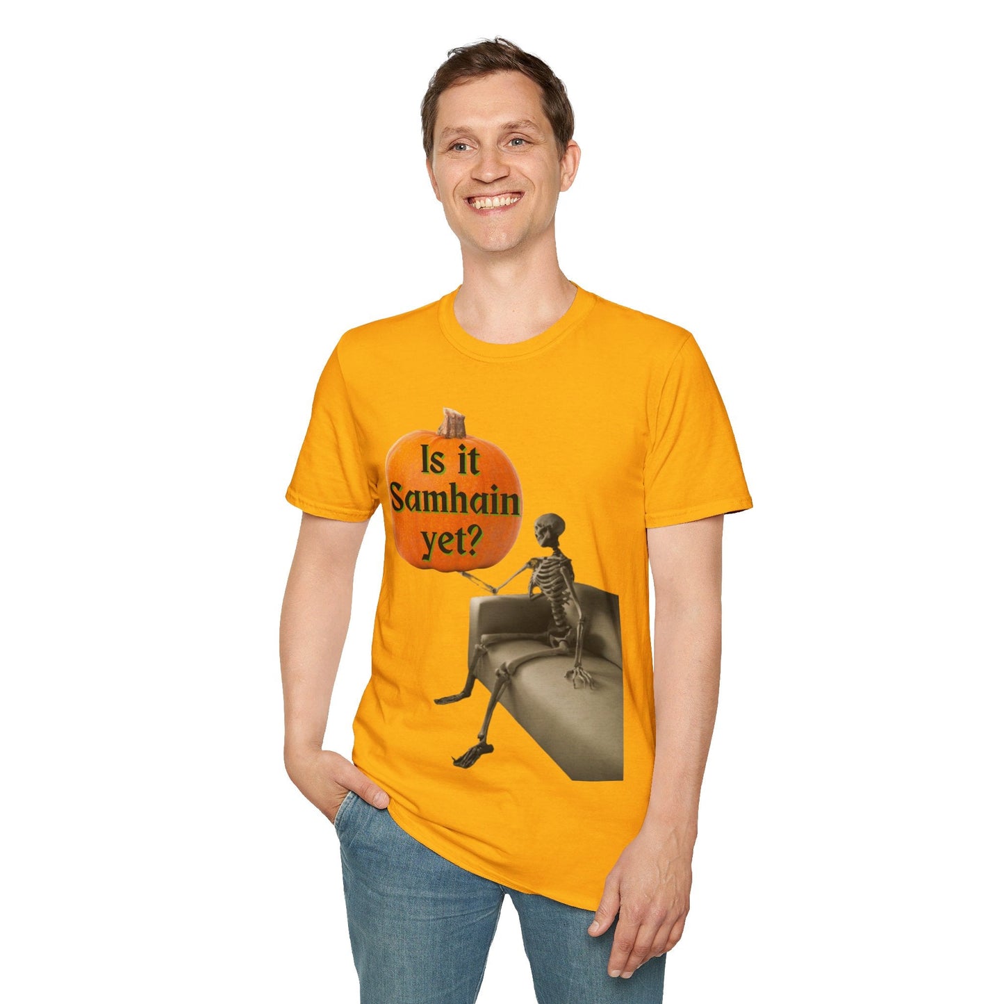 Waiting for Samhain Skeleton LTcolors Unisex T-Shirt by cypherpunkgear – cypherpunkgear.com | Cypherpunk Merch