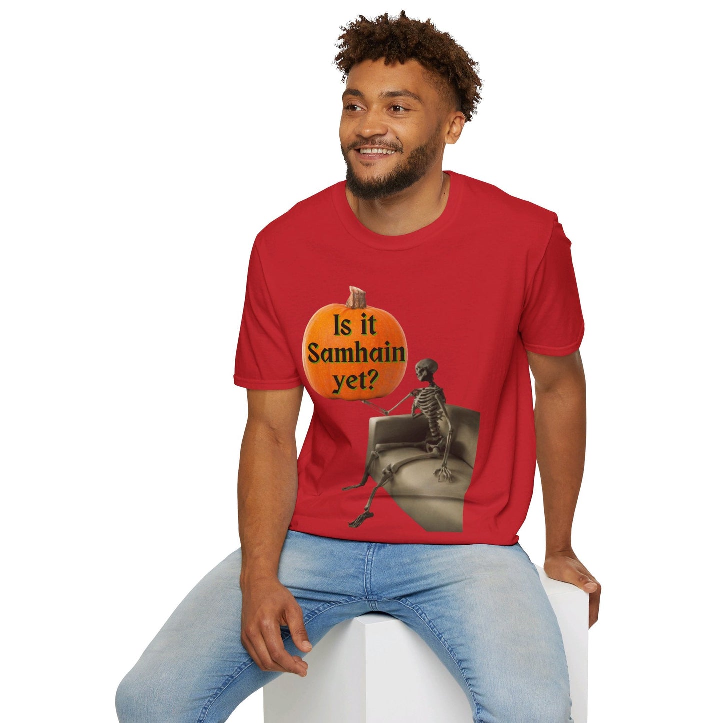 Waiting for Samhain Skeleton LTcolors Unisex T-Shirt by cypherpunkgear – cypherpunkgear.com | Cypherpunk Merch