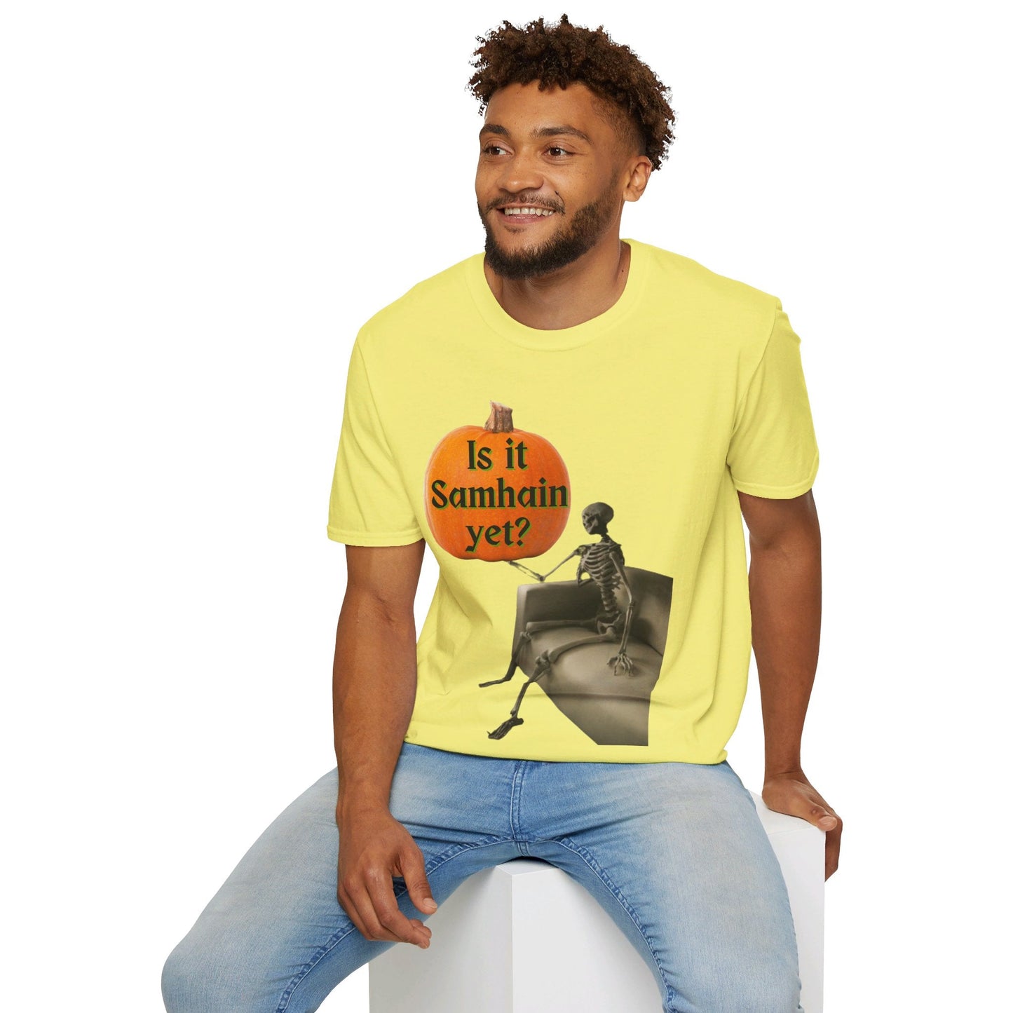 Waiting for Samhain Skeleton LTcolors Unisex T-Shirt by cypherpunkgear – cypherpunkgear.com | Cypherpunk Merch