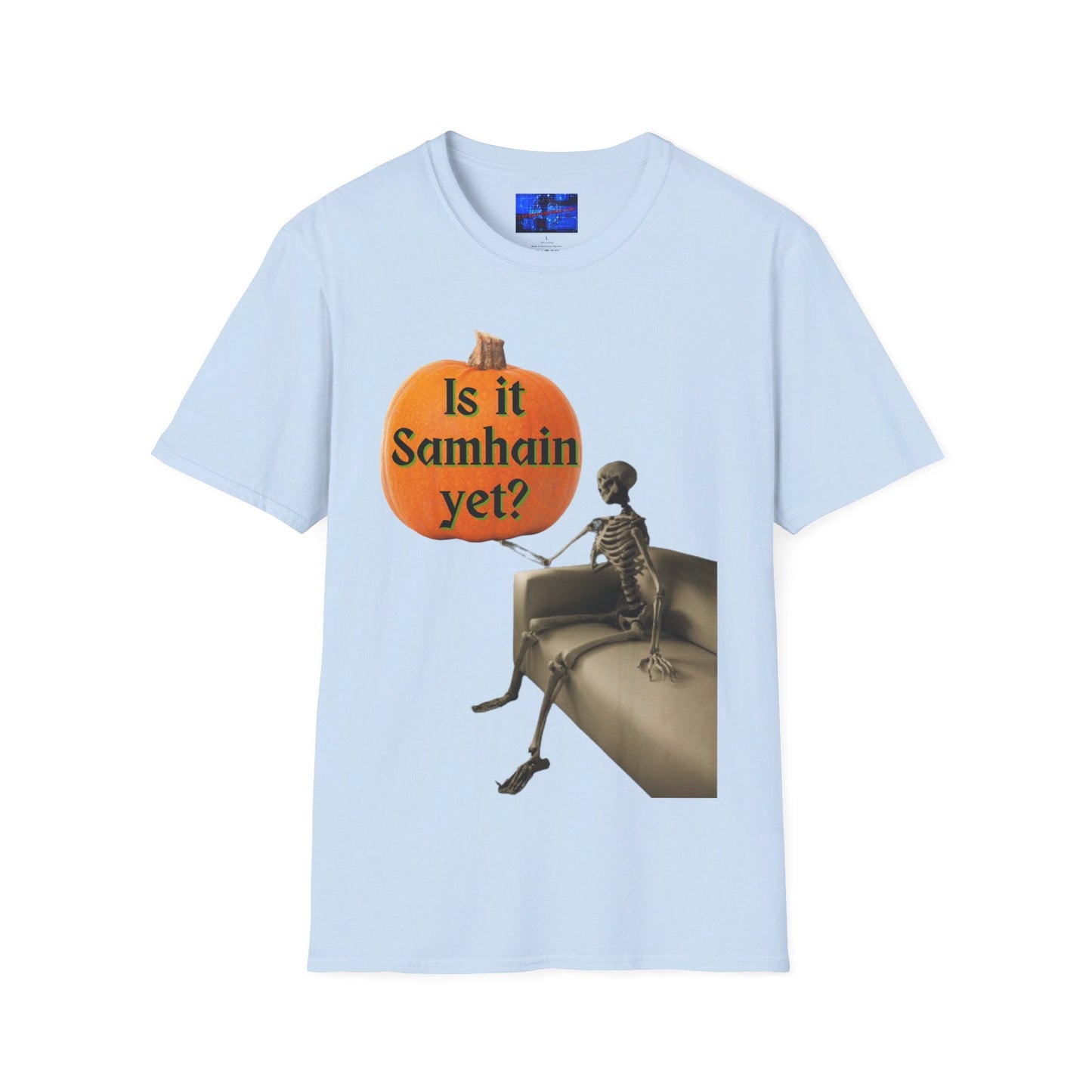 Waiting for Samhain Skeleton LTcolors Unisex T-Shirt by cypherpunkgear – cypherpunkgear.com | Cypherpunk Merch
