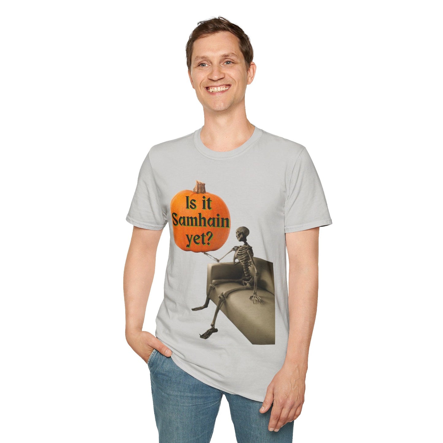 Waiting for Samhain Skeleton LTcolors Unisex T-Shirt by cypherpunkgear – cypherpunkgear.com | Cypherpunk Merch