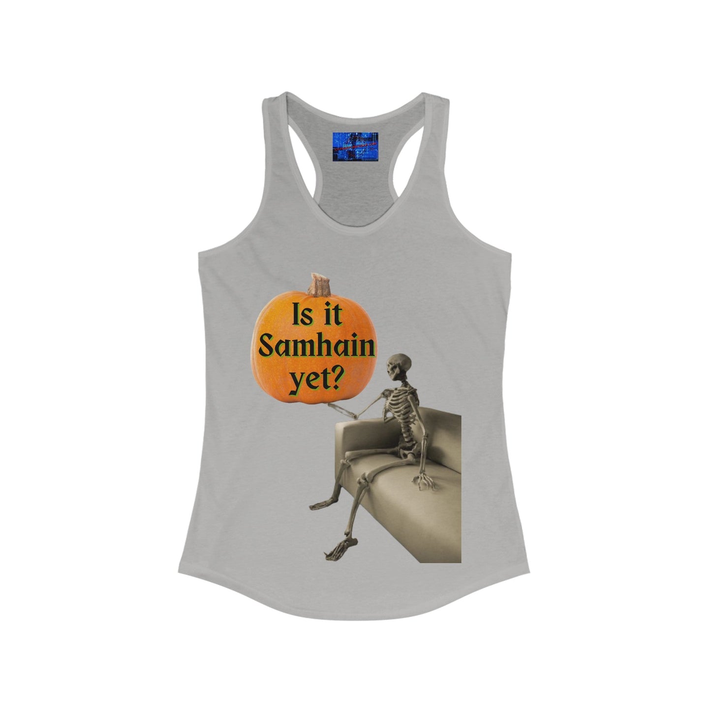 Waiting for Samhain Skeleton Women's Racerback Tank Top by cypherpunkgear – cypherpunkgear.com | Cypherpunk Merch
