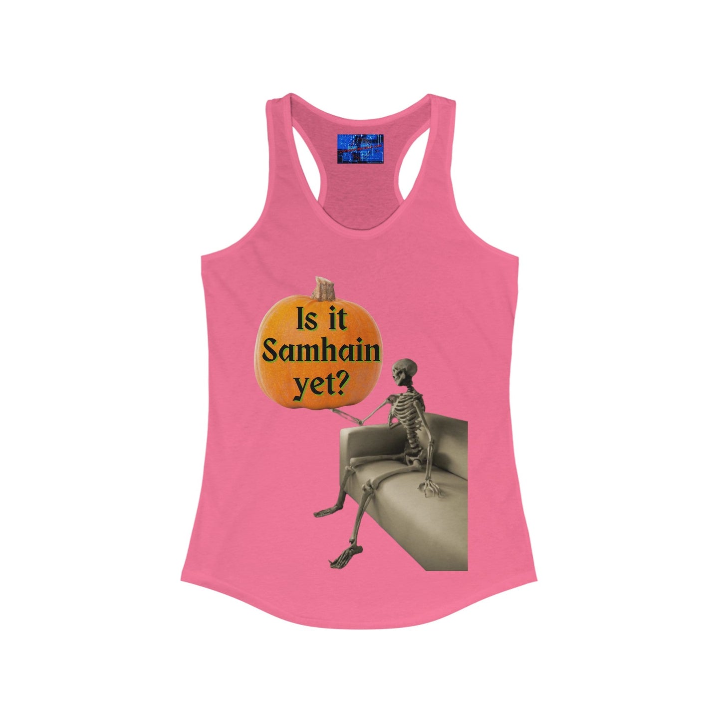 Waiting for Samhain Skeleton Women's Racerback Tank Top by cypherpunkgear – cypherpunkgear.com | Cypherpunk Merch