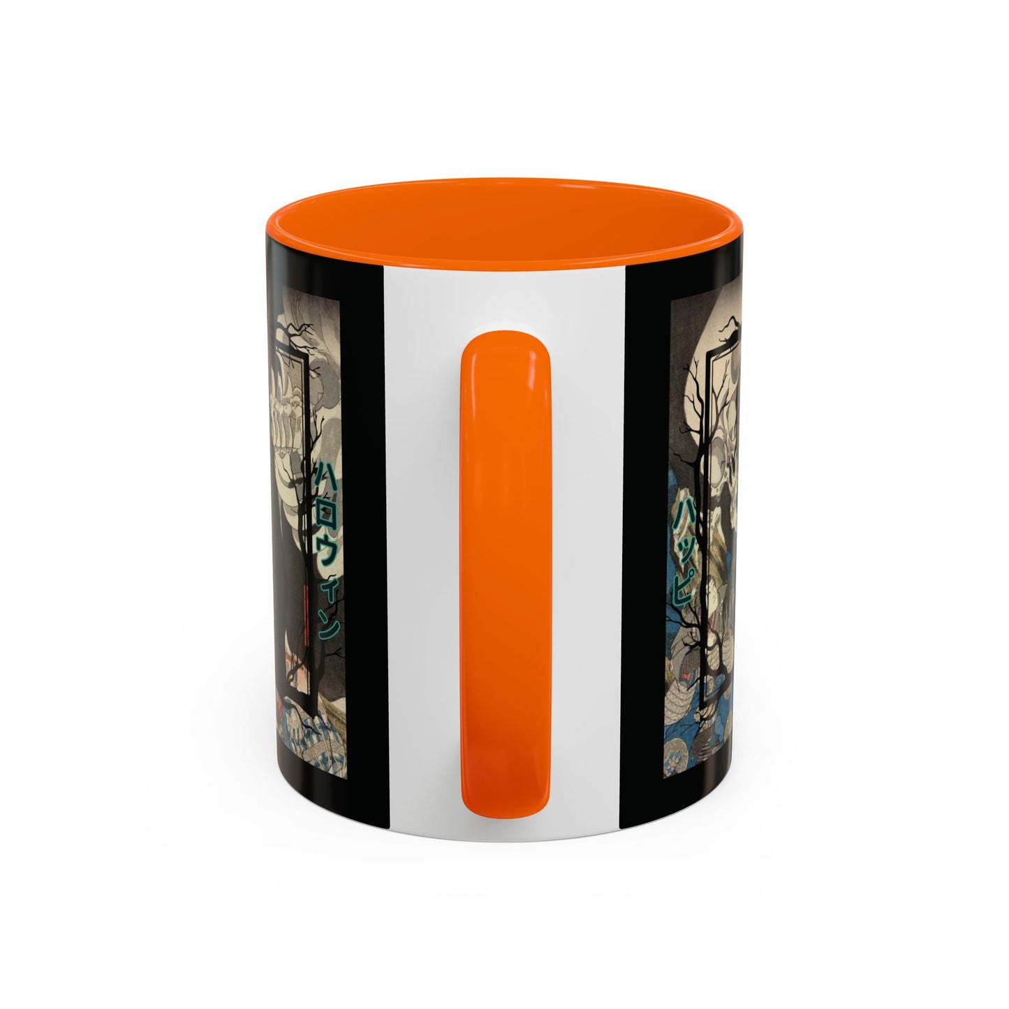 Yōkai Happy Halloween Black Accent Mug by cypherpunkgear.com – cypherpunkgear.com | Cypherpunk Merch